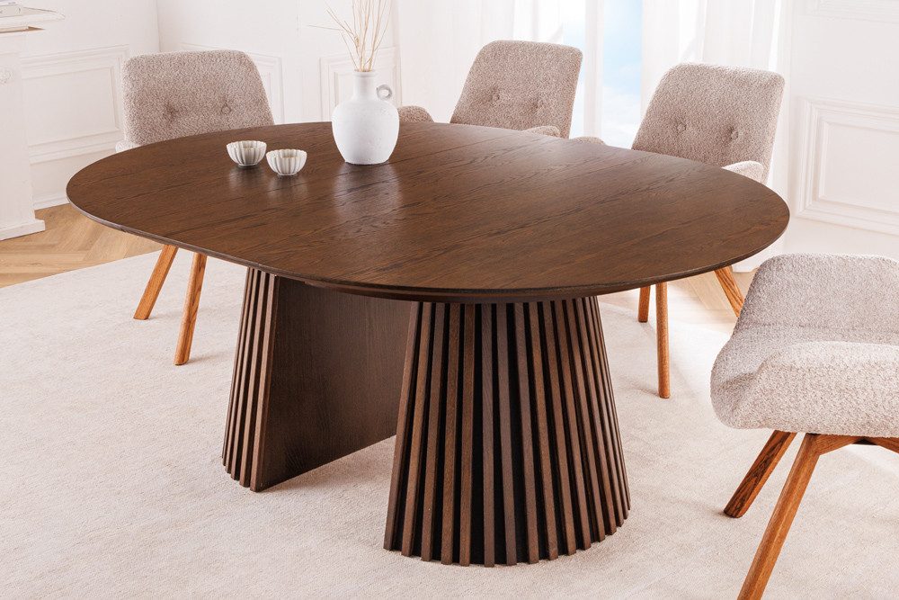riess-ambiente Esstisch VALHALLA WOOD 120–200cm Eiche smoked braun – ausziehbar, Massivholz (Einzelartikel, 1-St), 3 Größen einstellbar, rustikaler Look, robuster Holztisch, 4-8 Pers.