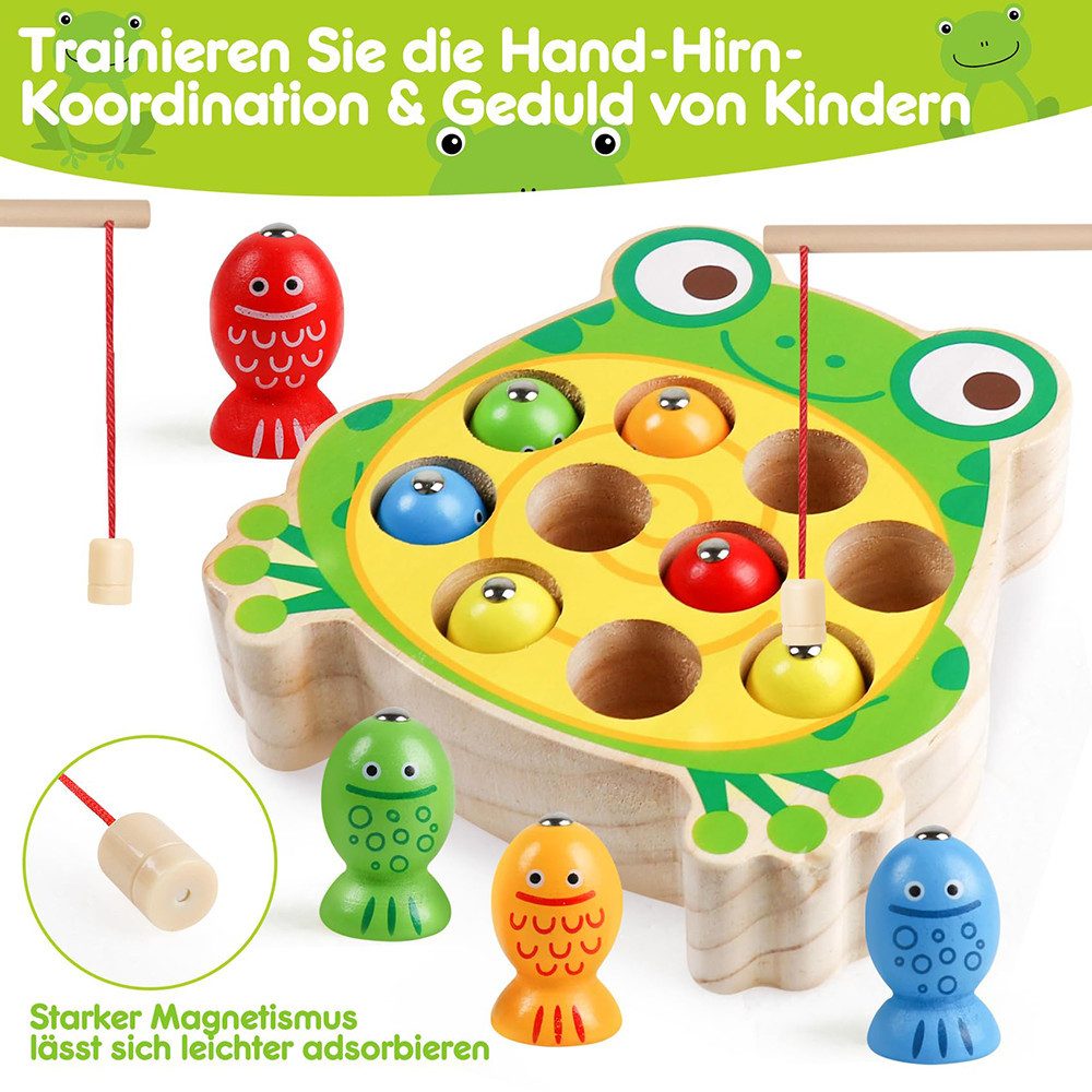 CLTYQ Lernspielzeug Montessori Angelspiel aus Holz ab 2 3 4 Jahre,Frosch St günstig online kaufen