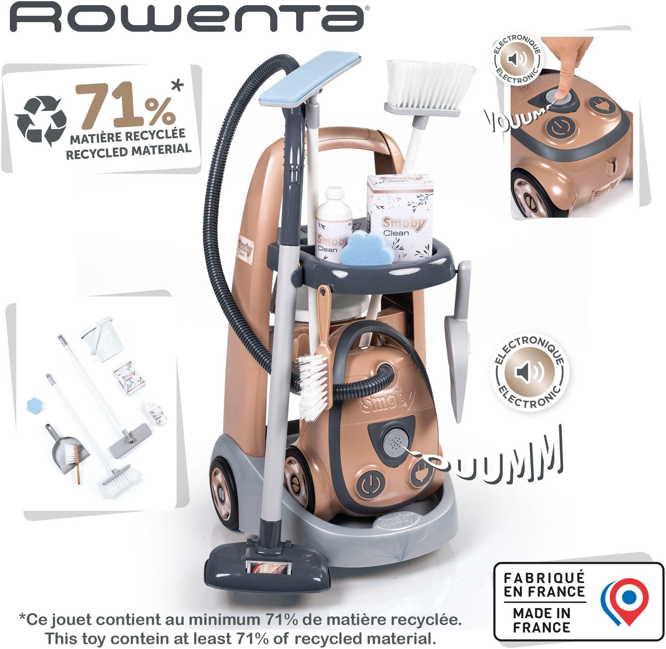Smoby Kinder-Putzwagen Rowenta Reinigungstrolley, Made in Europe