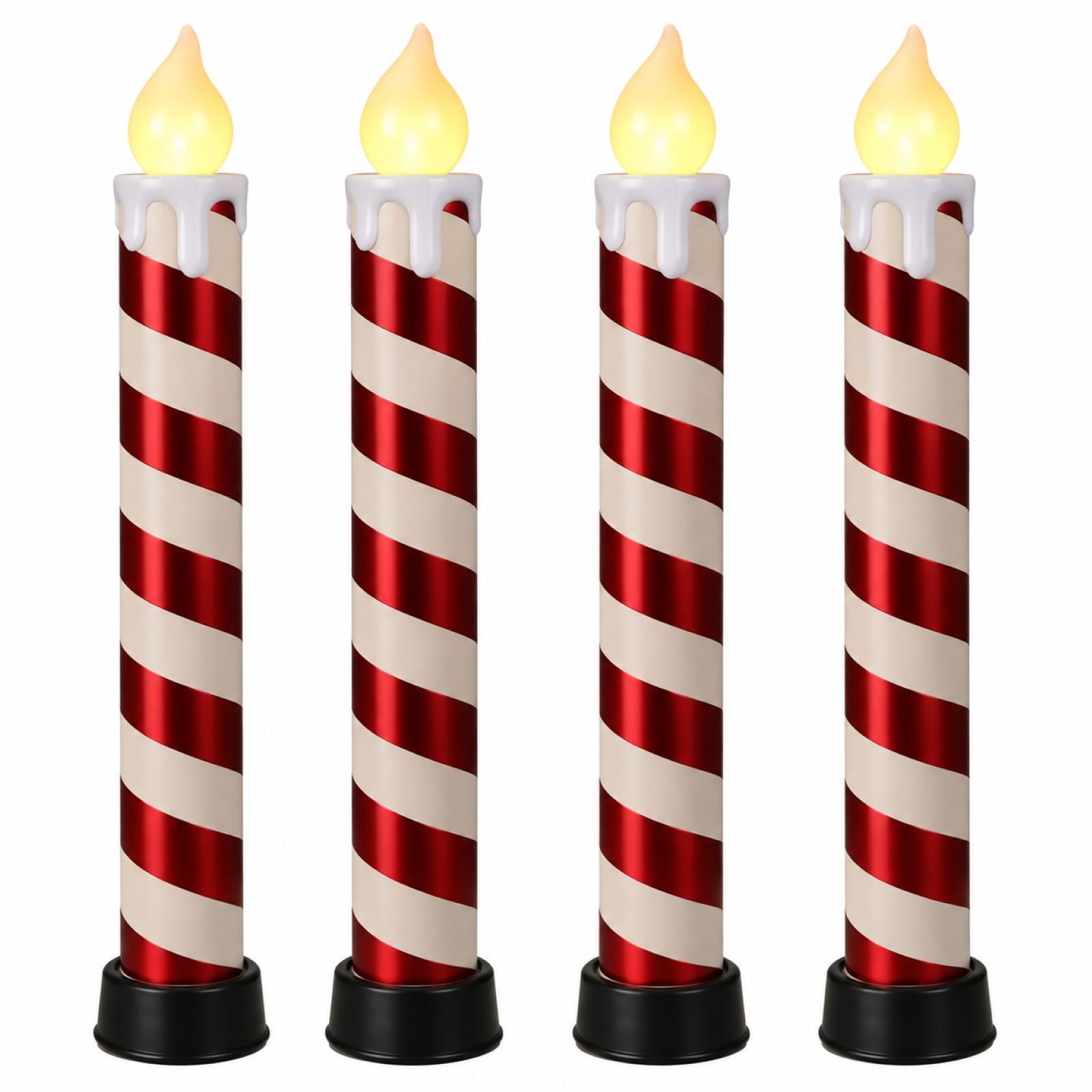BURI Kugelleuchte XXL Zuckerstange Kerze 4x Candy Kerze LED beleuchtet Weihnachtsdeko