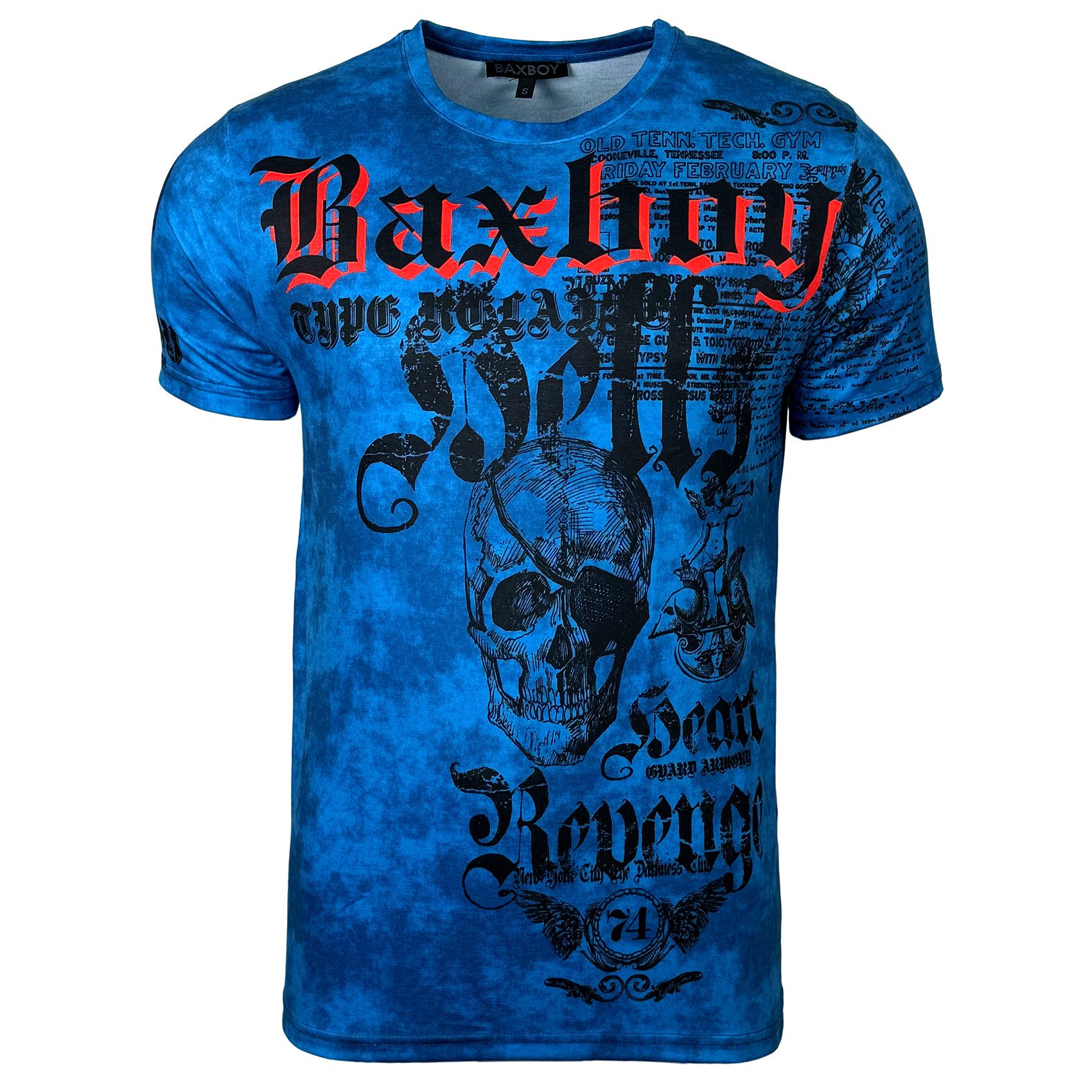 Baxboy T-Shirt Baxboy T-Shirt Oil Washed Totenkopf mit All-Over Print B-06 günstig online kaufen