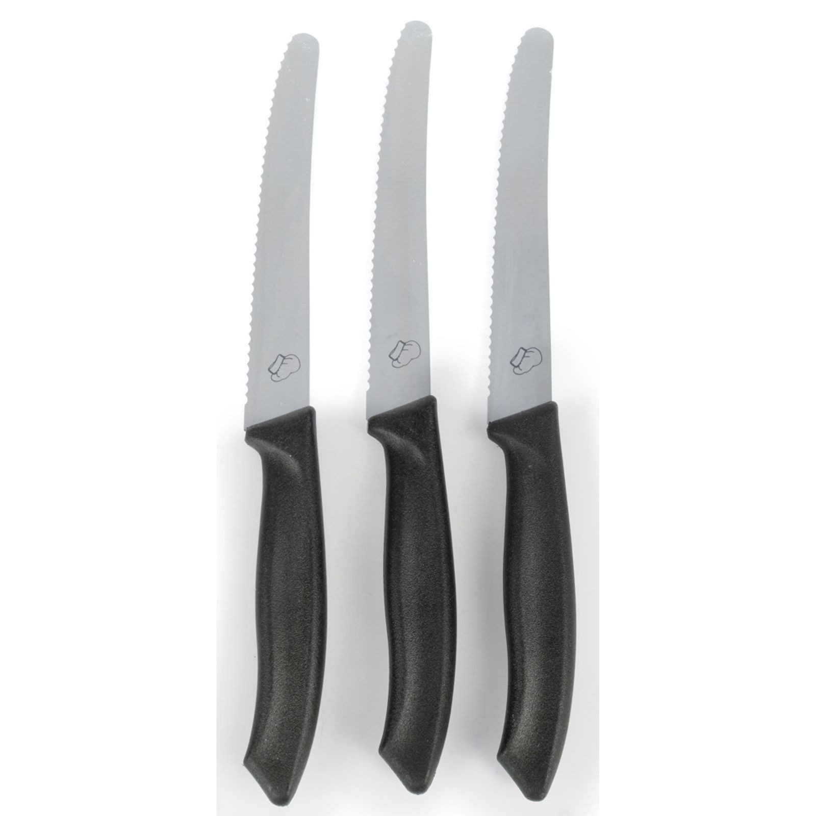 BURI Universalküchenmesser Frühstücksmesser 21 cm mit Kunststoffgriff schwarz 3er Set
