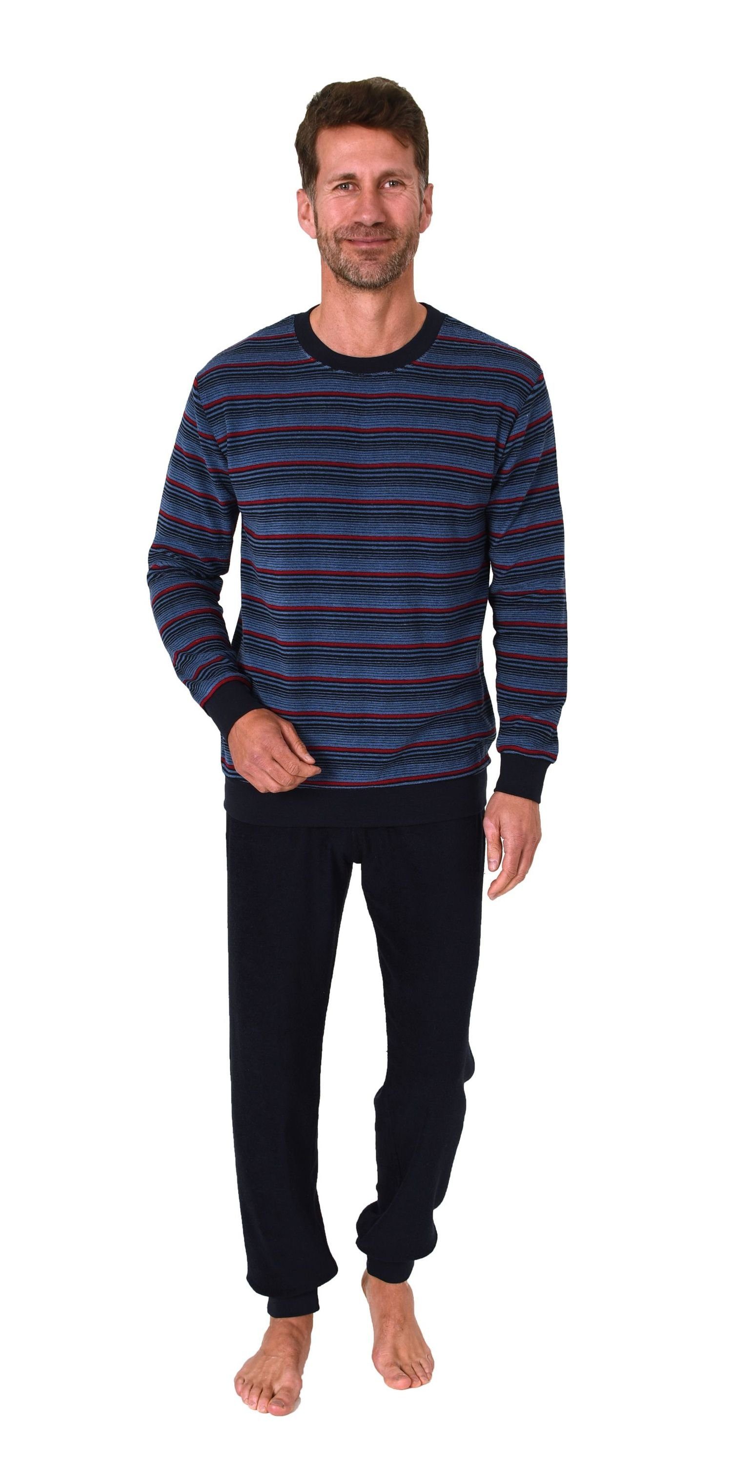 Normann Pyjama Herren langarm Frottee Schlafanzug mit Bündchen - auch in Üb günstig online kaufen