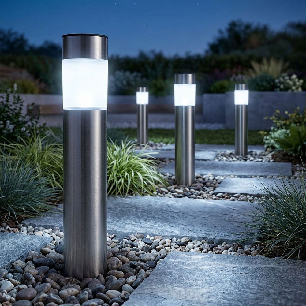 GLOBO LIGHTING LED Solarleuchte, LED-Leuchtmittel fest verbaut, Kaltweiß, LED Solar Erdspieß Leuchte Stecklampe Standleuchte