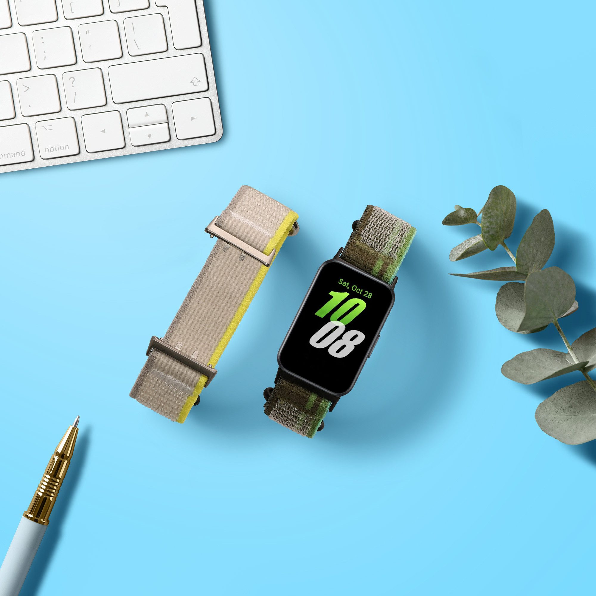 kwmobile Armband für Samsung Galaxy Fit 3 Smartwatch, 2-tlg., Nylon Fitnesstracker Sportarmband Band - Innenmaße von 14 - 22 cm