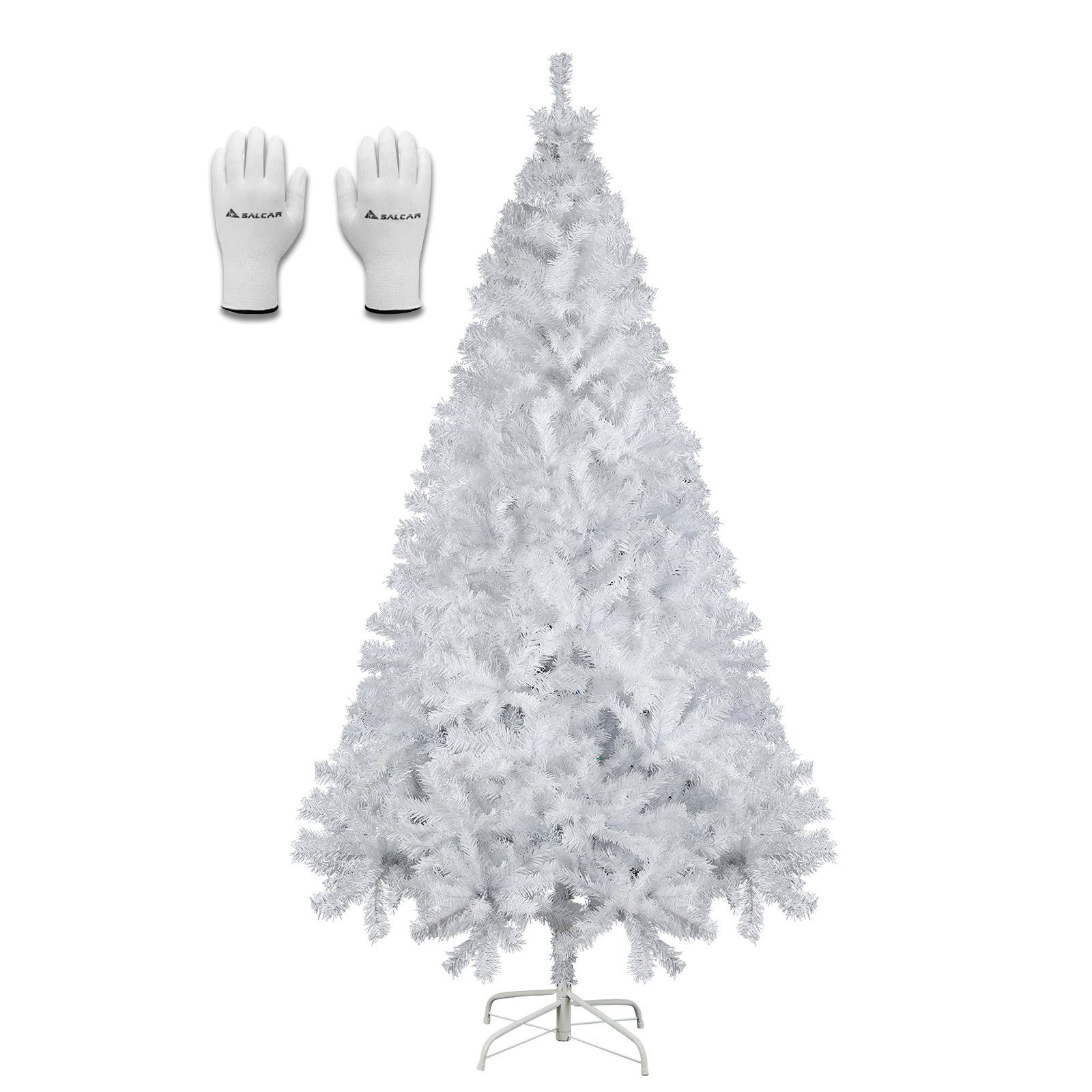 Salcar Künstlicher Weihnachtsbaum Künstlicher Tannenbaum Weihnachtsbaum Weiß Christbaum mit Ständer, Nordmanntanne, 180cm, 735 PVC Nadeln, für Zuhause, Wohnzimmer, Hof, Weihnachtsfeier