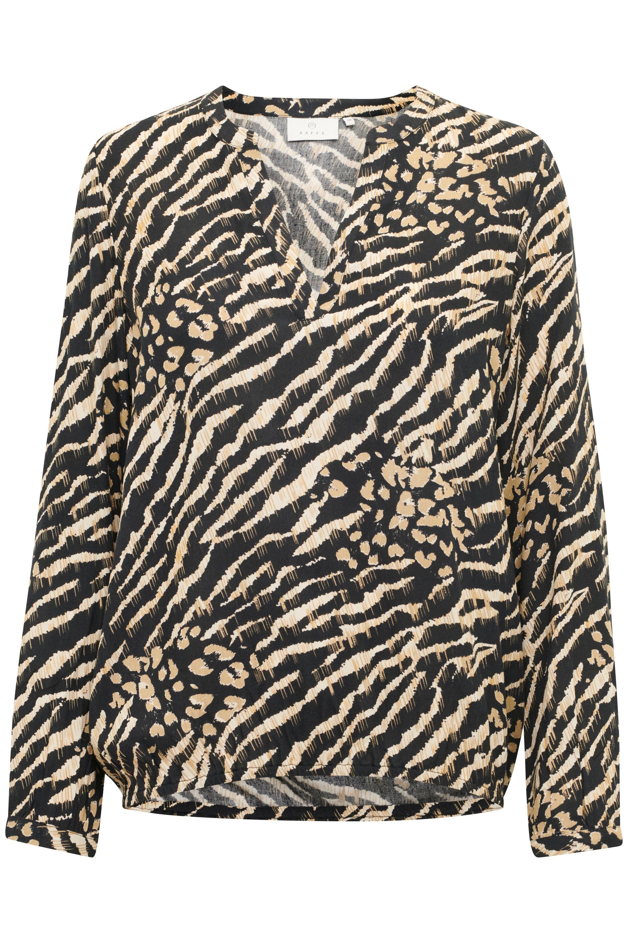 Langarmbluse KAFFE Langarm-Bluse Black Animal Print And Brown KAditte