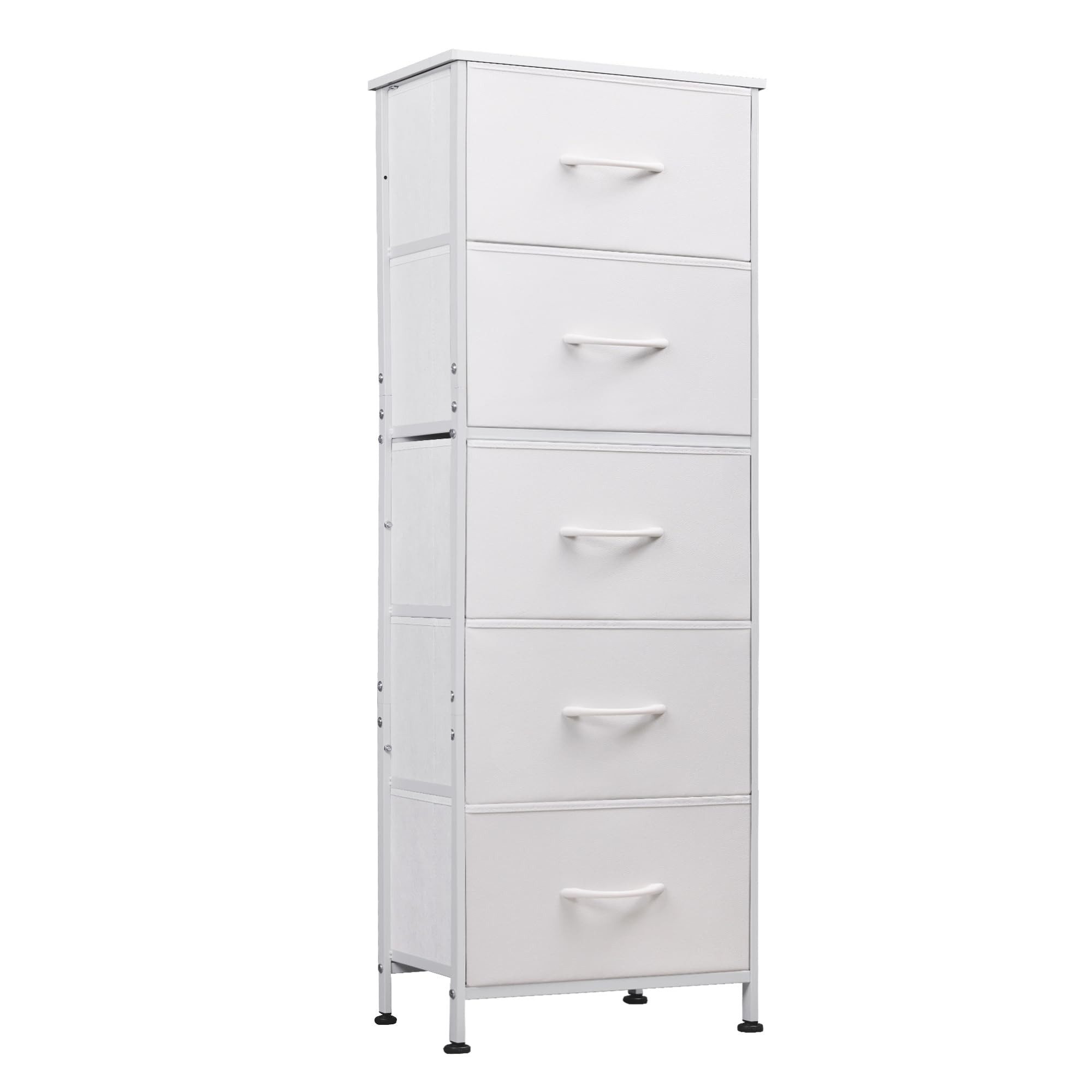 WLIVE Kommode Kommodenschrank, Sideboard mit 4/5 Schubladen, 40/120×30×98 cm, Metallrahmen, verstellbare Füße für Schlafzimmer/Flur