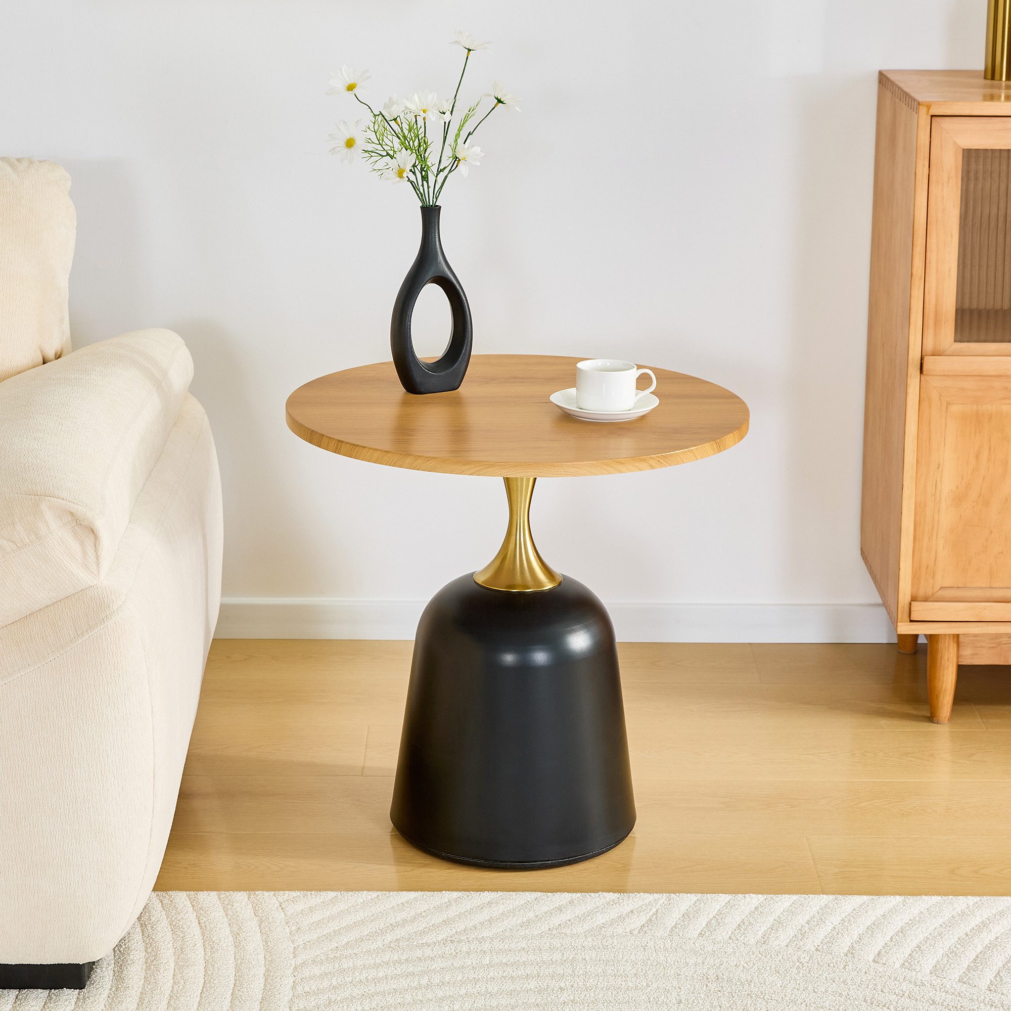 i@home Couchtisch runder Beistelltisch mit Metallgestell (1-St), 60 cm Nordischer Beistelltisch – in nur 20 Min. aufgebaut