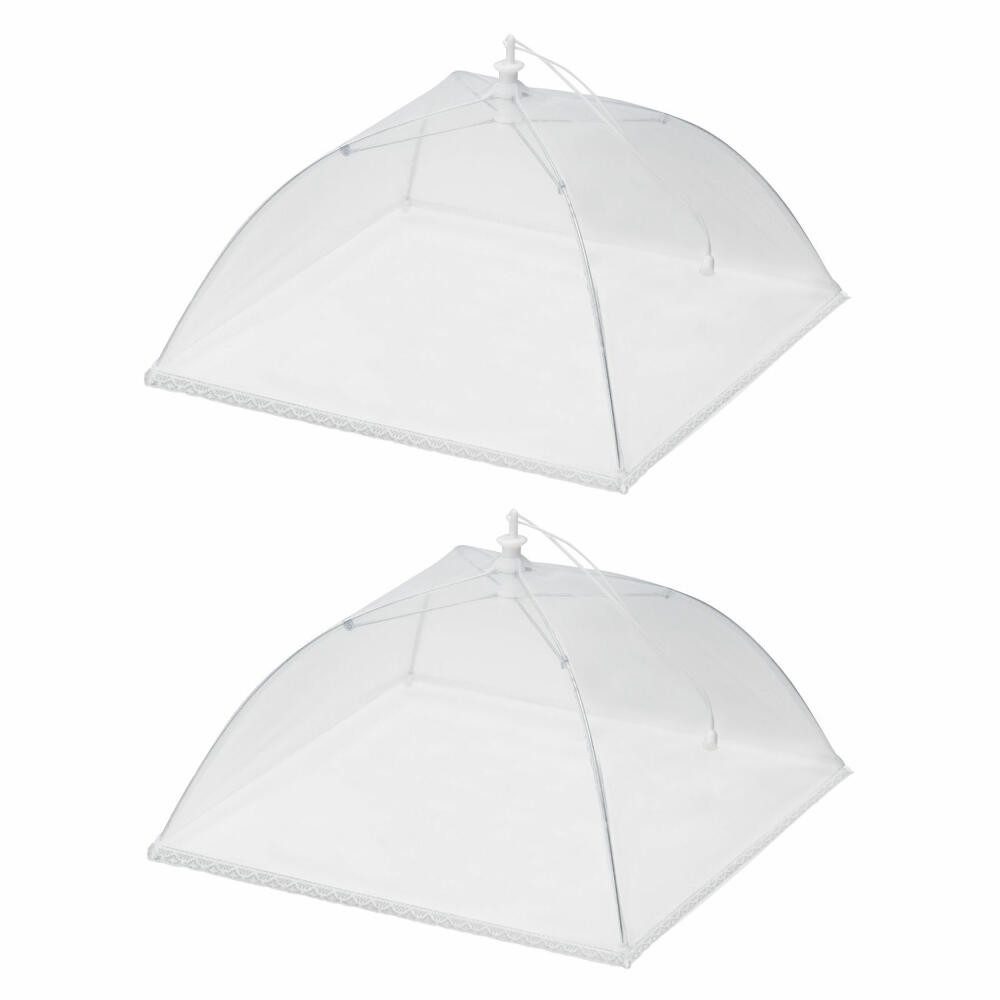 WESTMARK Fliegenhaube 2 Speisen-Abdeckhauben, Zusammenfaltbar, 34 x 34 cm, Kunststoff, Weiß