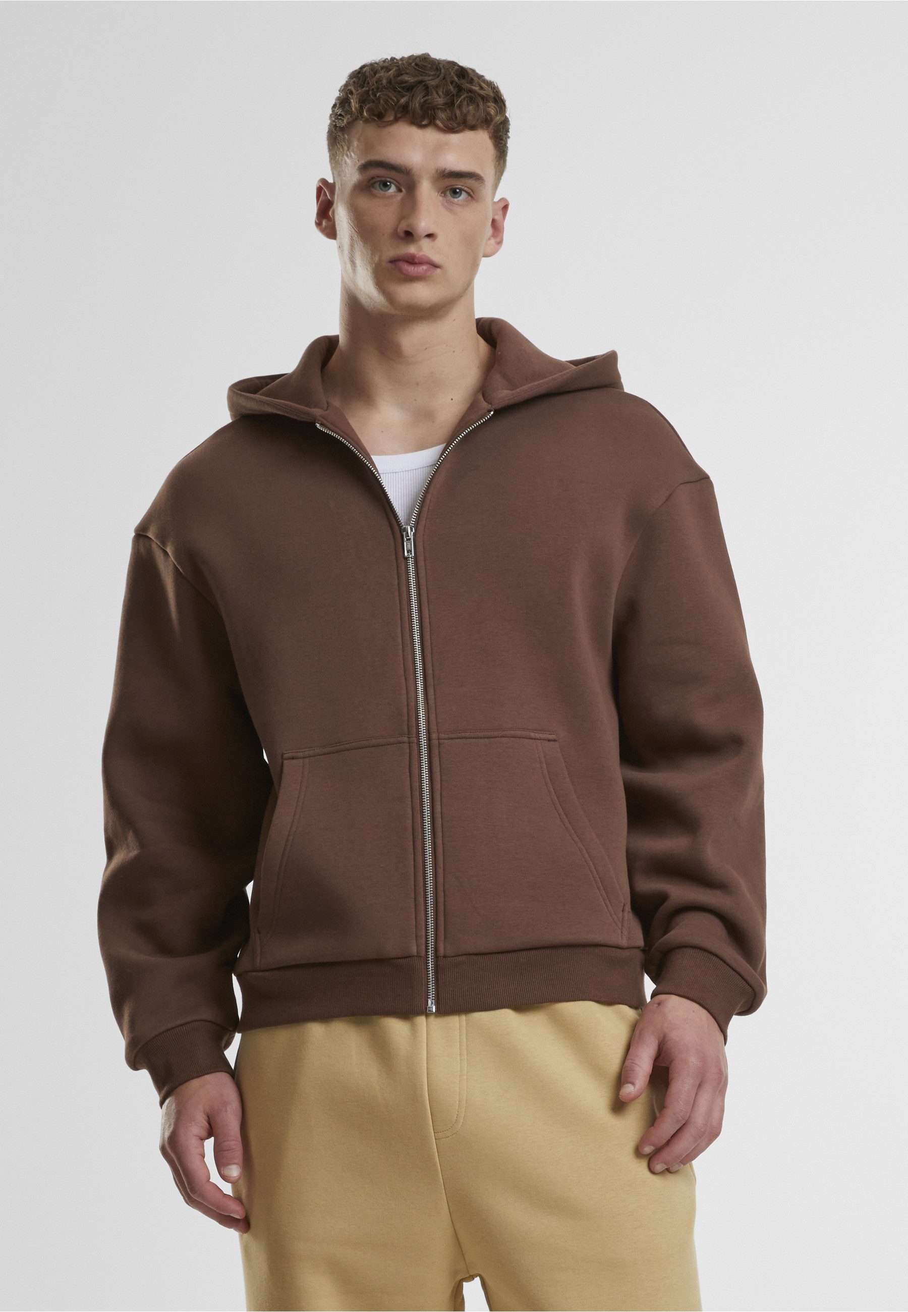 URBAN CLASSICS Strickpullover Urban Classics Fluffy Zip Cardigan (1-tlg)
