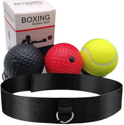 MAVURA Spielball MSPORTS Box Reflexball Stirnband Ball Boxen Reaktionsball Set 3 Bälle Fight Reflex Boxing Kopfband für Speed Training Punch Sport Übung
