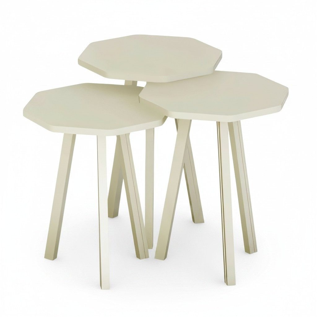 Xlmoebel Satztisch Weißes Couchtisch-Set aus Holz im modernen Design von XLMOEBEL (Set, 3-teilig, weiß), Made in Europa