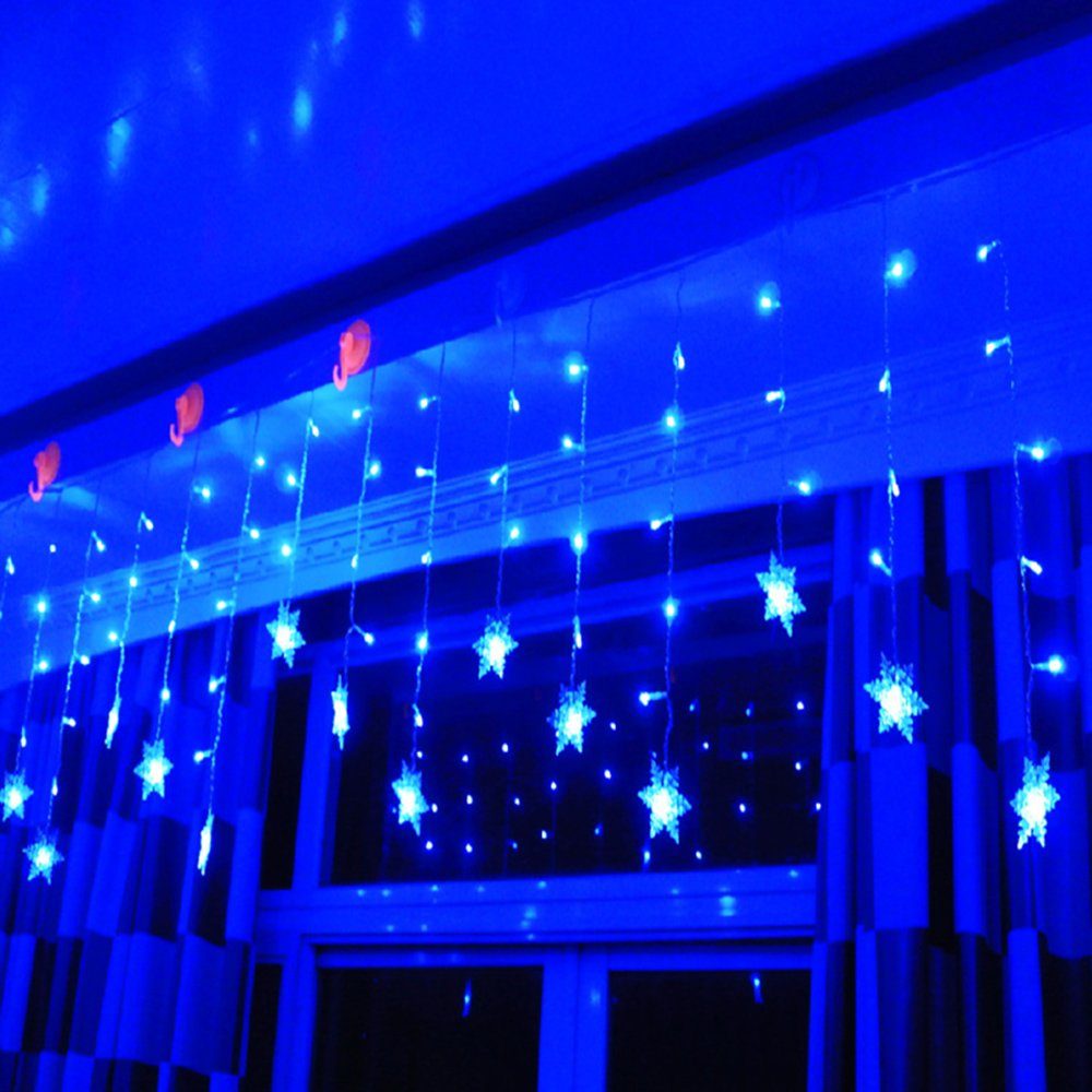 Rosnek LED-Lichterkette Vorhang Weihnachten Schneeflocke, Lichter, für Hochzeit Energieeinsparung Blau Party