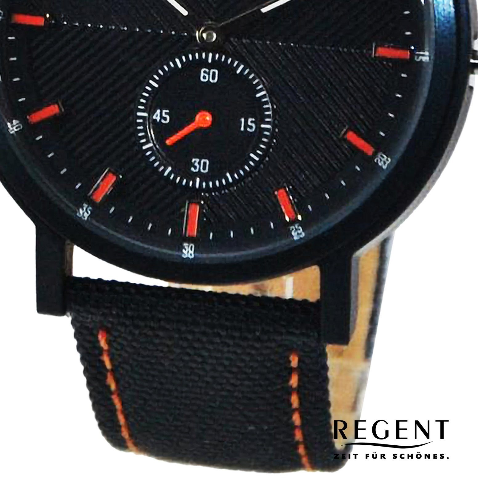 (ca. Armbanduhr Quarzuhr Regent 37mm), extra Armbanduhr groß rund, Herren Analog, Regent Herren Lederarmband