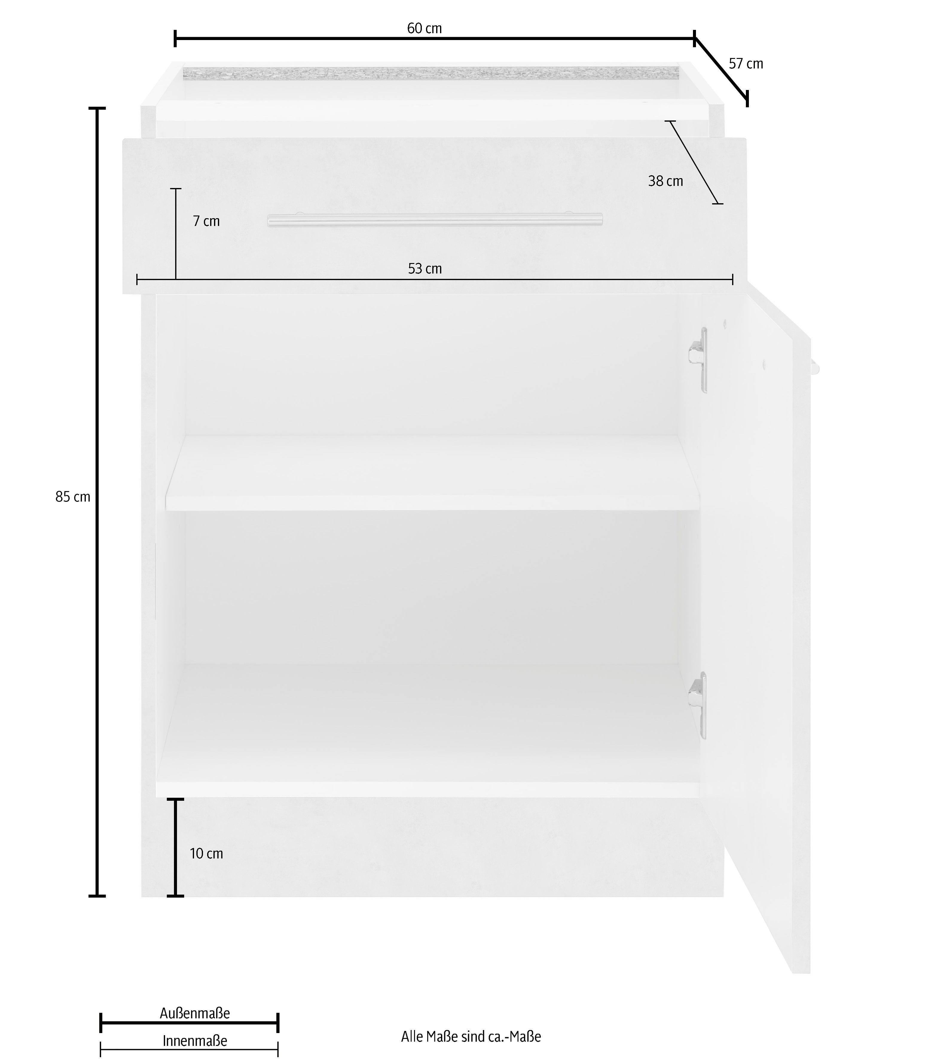 wiho cm Breite Unterschrank Flexi2 weiß/weiß 60 Küchen