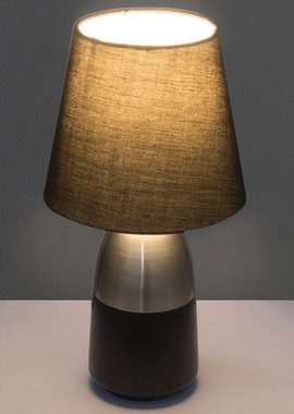 etc-shop LED Tischleuchte, Leuchtmittel inklusive, Warmweiß, Farbwechsel, Nacht Tisch Lampe Fernbedienung Textil Touch Lese Leuchte grau