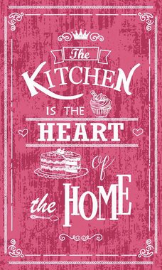 Teppich Jungengel Textilien Waschbarer Küchenteppich Kitchen Heart Rosa Pink, Jungengel Textilien, Höhe: 6 mm, Waschmaschinengeeignet, Fußbodenheizungsgeeignet