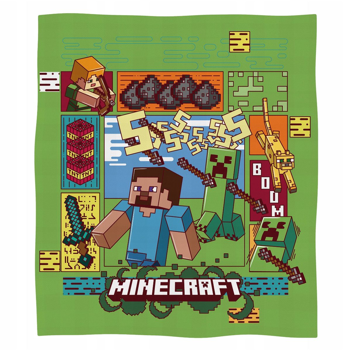 Wohndecke Korallenfleece Decke 130x170 cm Kuscheldecke Weich, Minecraft