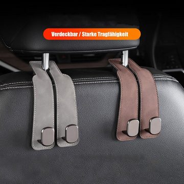 Rutaqian Wandhaken Autositz-Haken,Kopfstützen Auto Haken,1/2 Stück, (Autositz Rücksitz Organizer Kunstleder Haken Auto zubehör Innenraum), für Kopfstütze Kleiderbügel Handtaschenhalter Taschenhaken