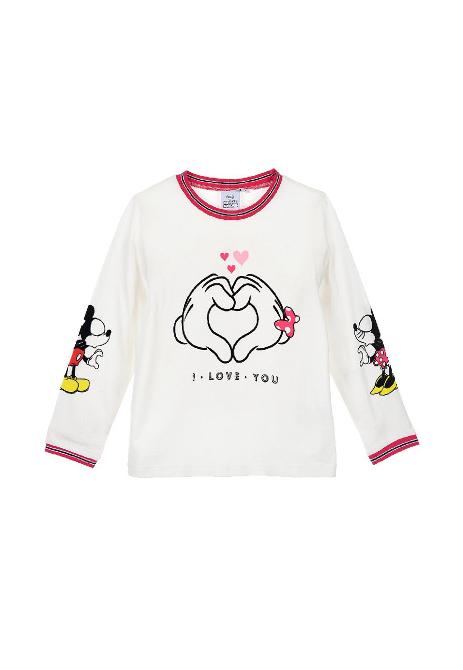Disney Minnie Mouse Langarmshirt I Love You Kinder Mädchen Oberteil Langarm Shirt Mini Maus Weiß