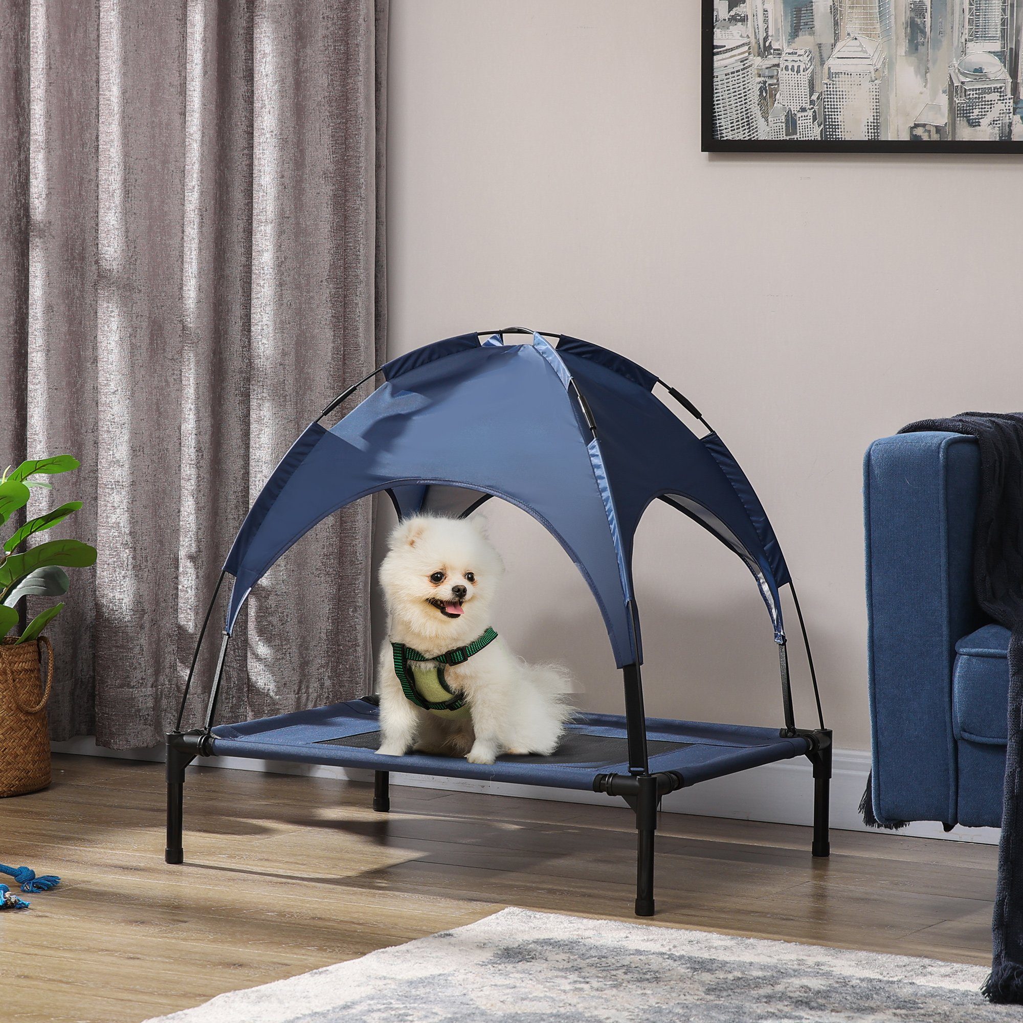 PawHut Tierbett Hundeliege mit Baldachin, Atmungsaktiv, günstig online kaufen