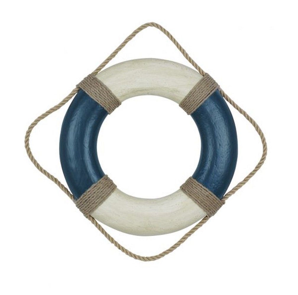 Linoows Dekoobjekt Rettungsring Seenot Ring, Wanddekoration Blau/Creme Ø 36 cm, vergipst