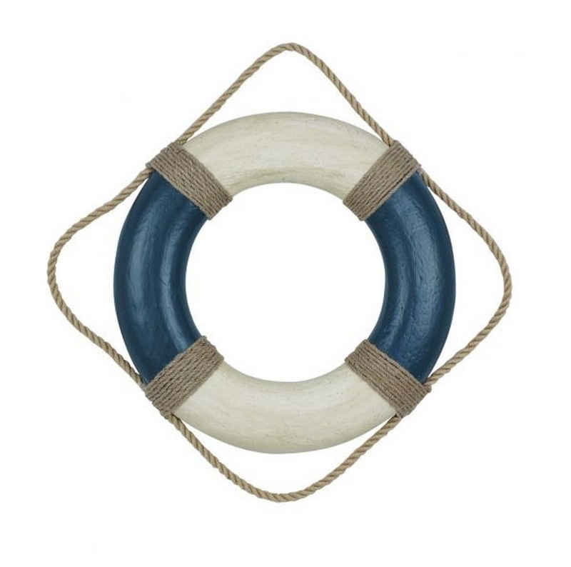 Linoows Dekoobjekt Rettungsring Seenot Ring, Wanddekoration Blau/Creme Ø 36 cm, vergipst