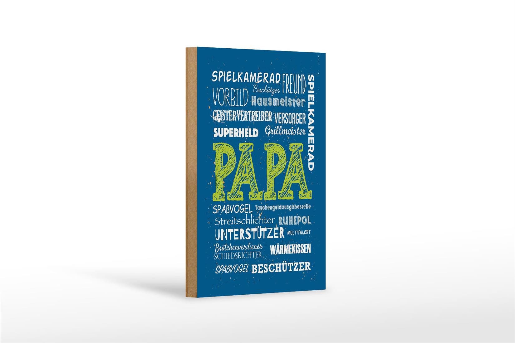 Holzbild Spruch Papa Superheld Vorbild Beschützer 12x18 cm
