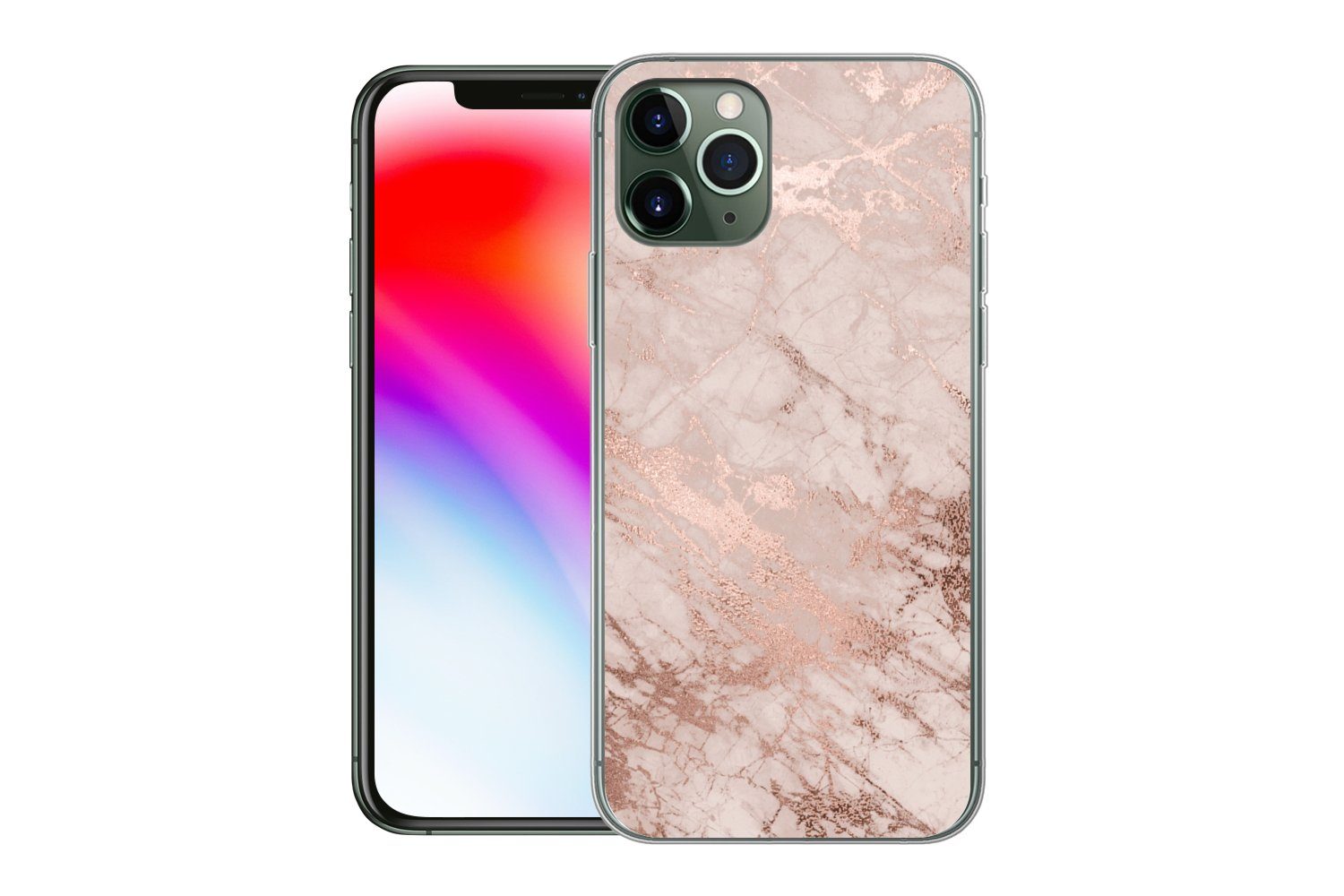 MuchoWow Handyhülle für Apple iPhone 11 Pro Marmor - Rosa - Luxus - Marmoroptik - Glitzer, Smartphone-Bumper, Print, Handy Schutzhülle Dünn