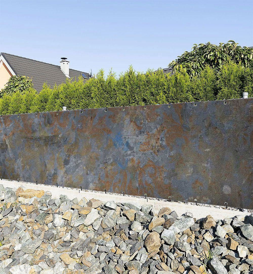 MyMaxxi Sichtschutzzaunmatten Zaunbanner Betonwand Grau Blau
