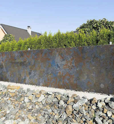 MyMaxxi Sichtschutzzaunmatten Zaunbanner Betonwand Grau Blau Sichtschutz Garten Zaun