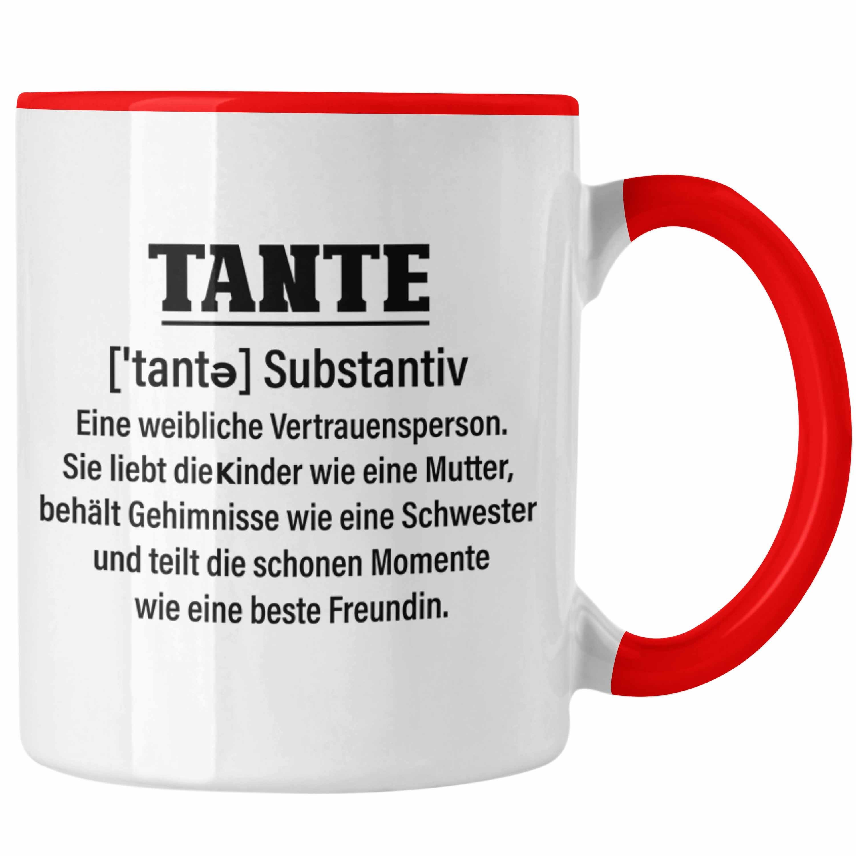 Trendation Tasse Trendation - Beste Tante Definition Geschenk Lustig Geschenkidee Geburtstag Weihnachten Rot