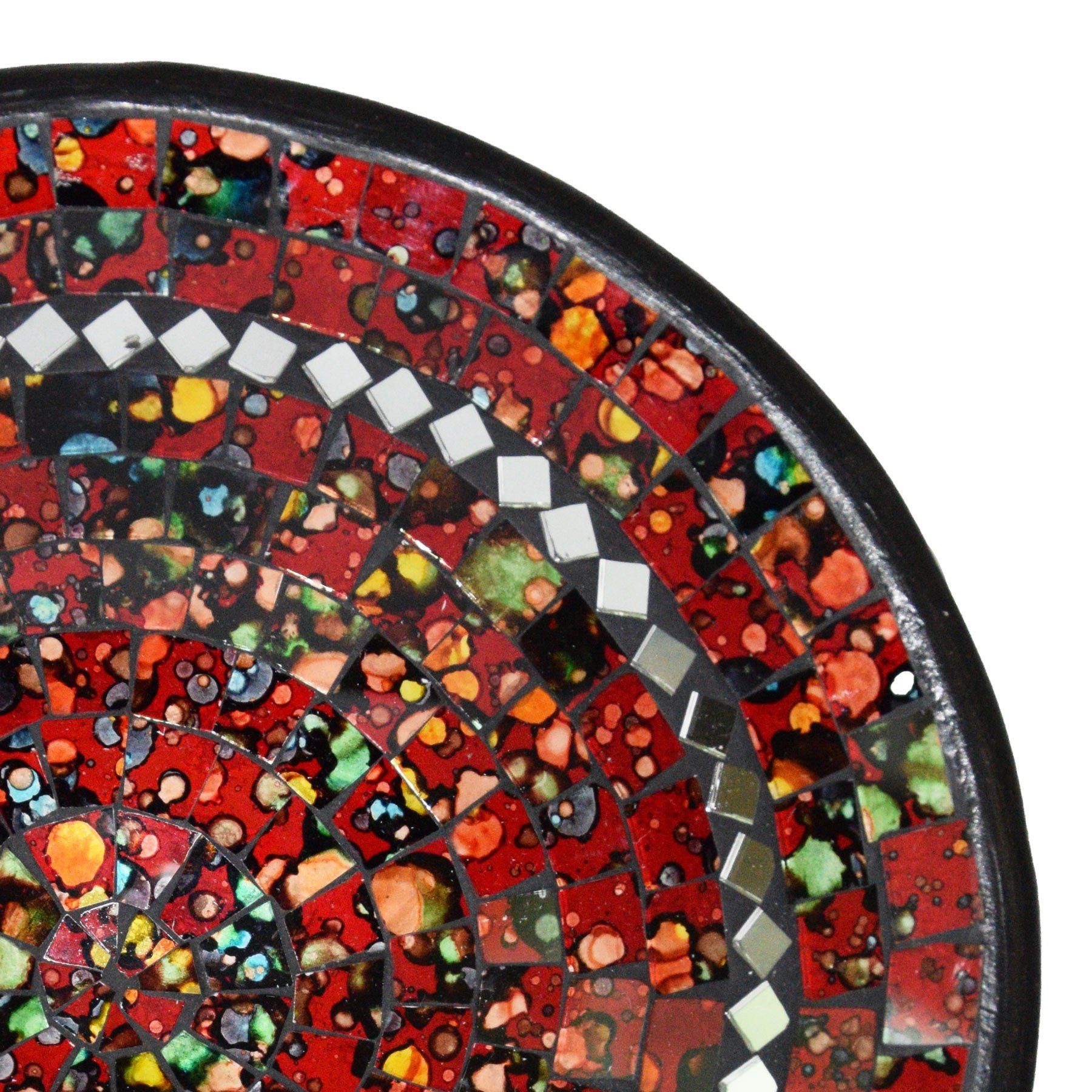 (1-tlg) Dekoschale XL Rot rund Spiegel Mosaikschale mit SIMANDRA