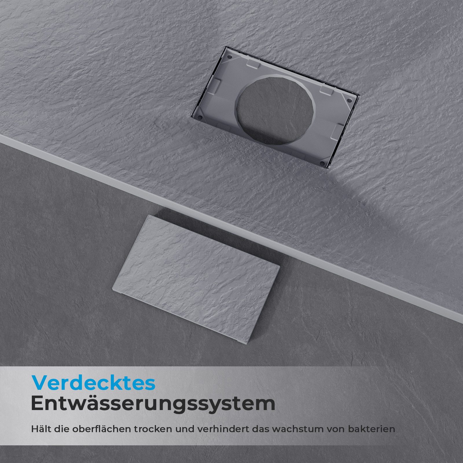 MEYKOERS Duschwanne SMC Duschtasse rutschhemmend,Eckduschwanne 80 × 80/90 × 90/120 × 90 cm, Quadratisch, Eckduschwanne 90×90, Quadratisch