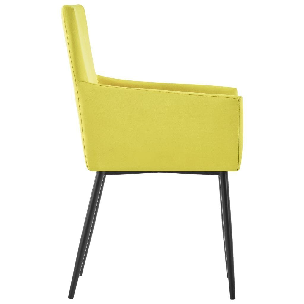vidaXL Esszimmerstuhl Esszimmerstühle mit (2 Stk. 2 Gelb Armlehnen Gelb Stoff Gelb | St)
