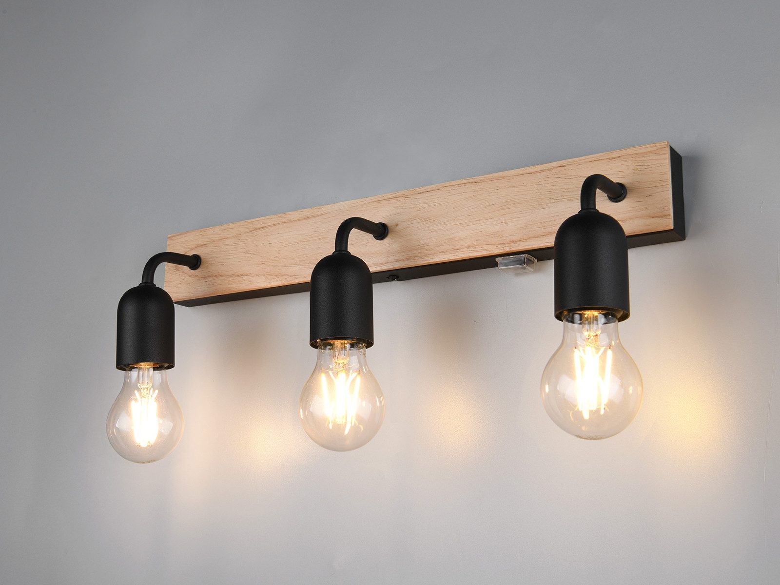 TRIO Leuchten LED Spiegelleuchte, Dimmfunktion, LED wechselbar, Warmweiß, Wand Bad-lampe mit Schalter und Holz Spiegel-leuchte Breite 45cm