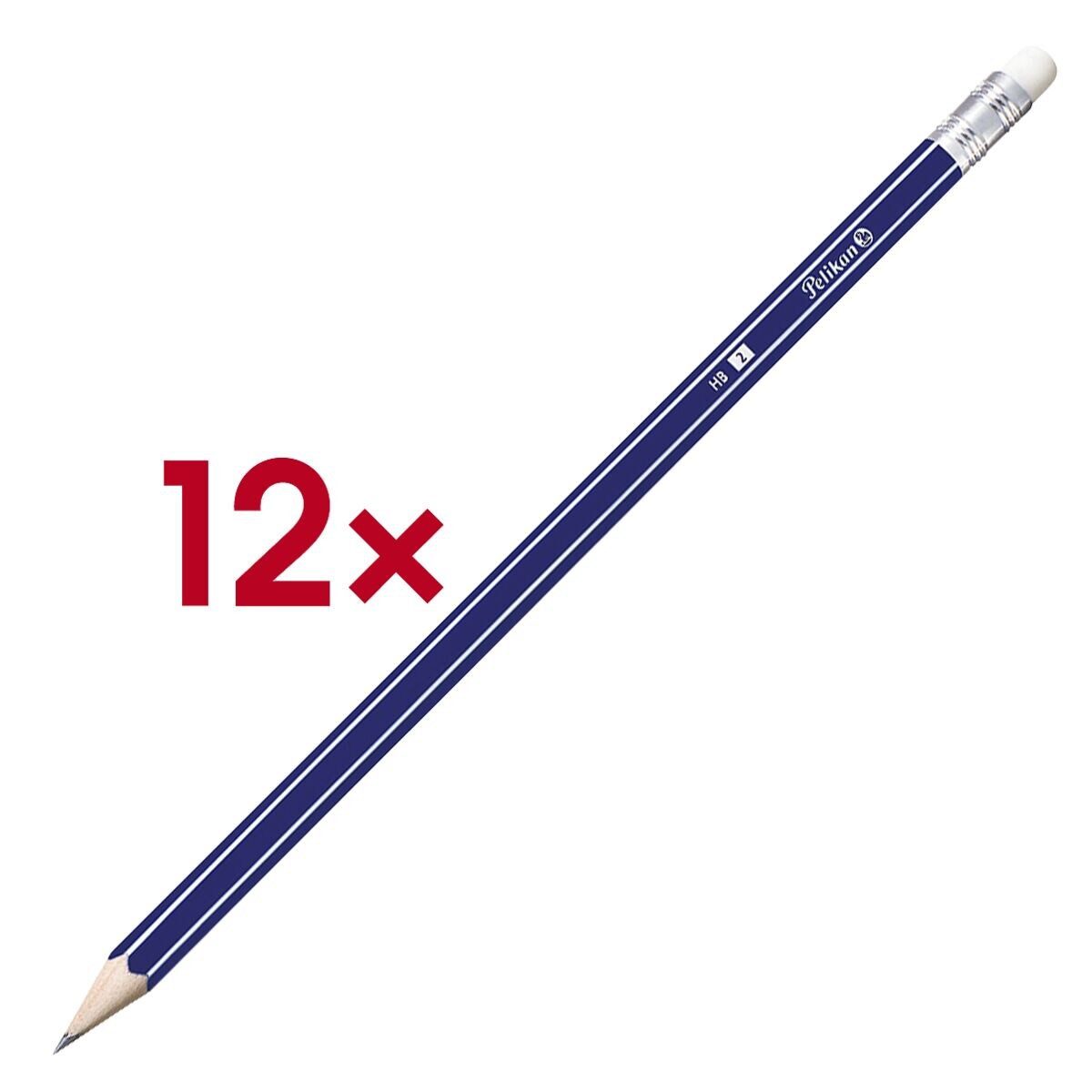 Pelikan Bleistift, (12-tlg), HB, mit Radiergummi
