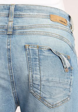 GANG Relax-fit-Jeans 94AMELIE CROPPED mit verkürzter Beinlänge und ausgefranster Kante am Saumabschluss