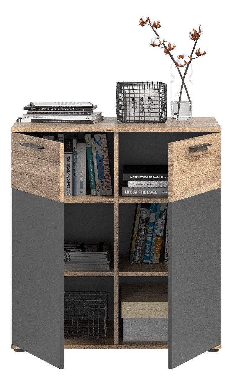 xonox.home Sideboard Kommode Mason, Nox Oak / Basalt Grau