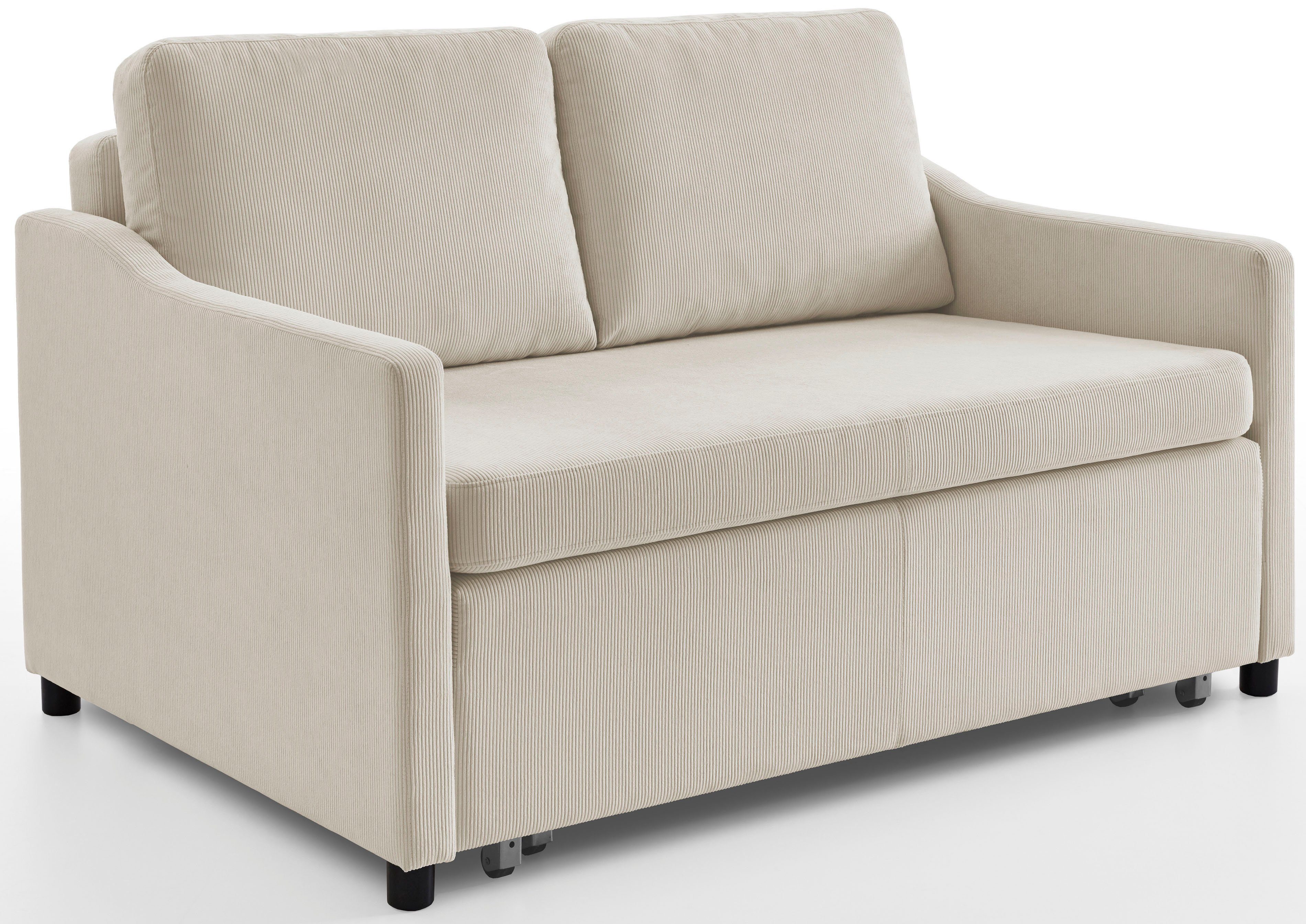 Schlafsofa Schlaffunktion, creme frei im home ATLANTIC mit Cord-Bezug, stellbar Raum mit Anella, collection