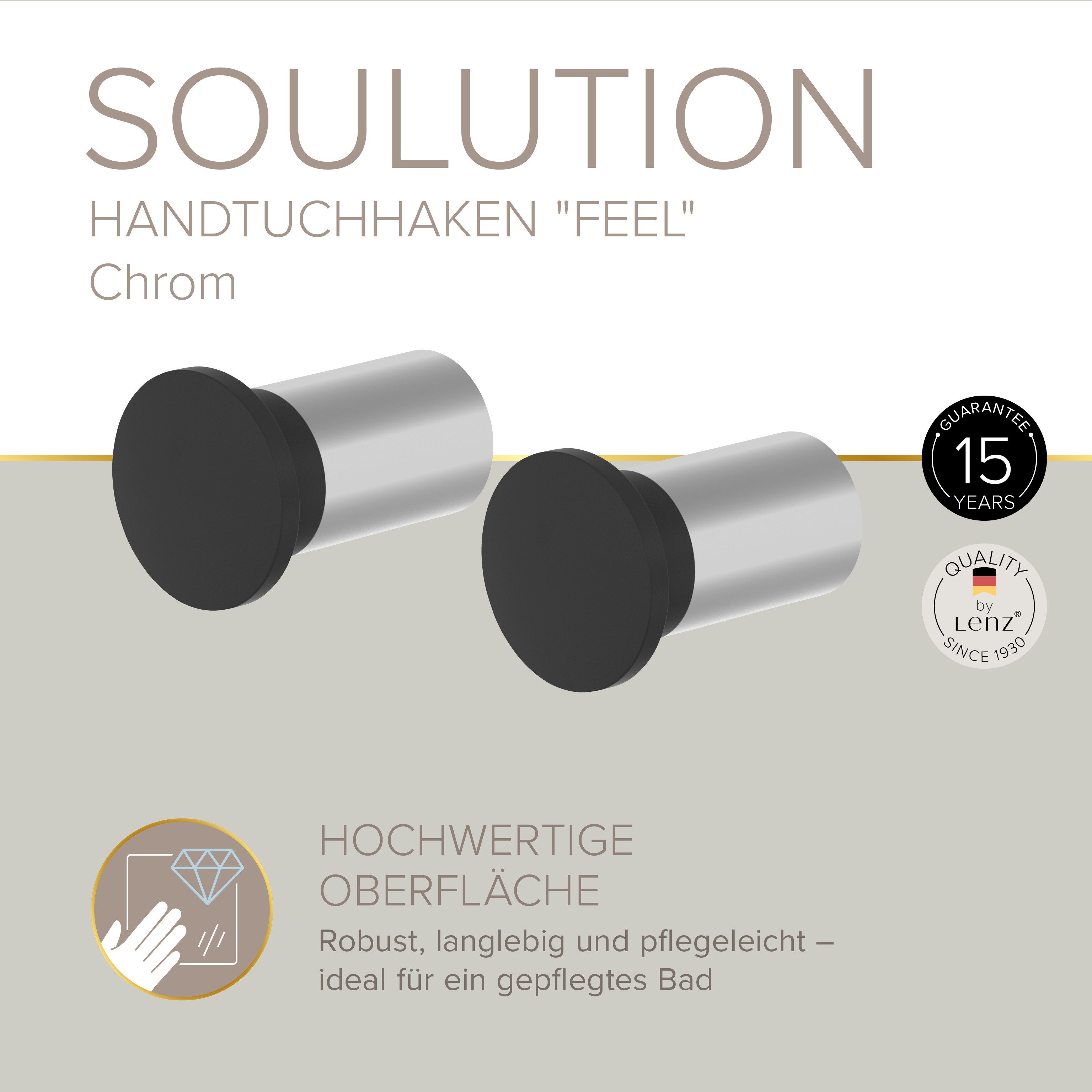 Lenz Handtuchhaken SOULUTION, Badezimmer, (2 Stk), vielseitig einsetzbar