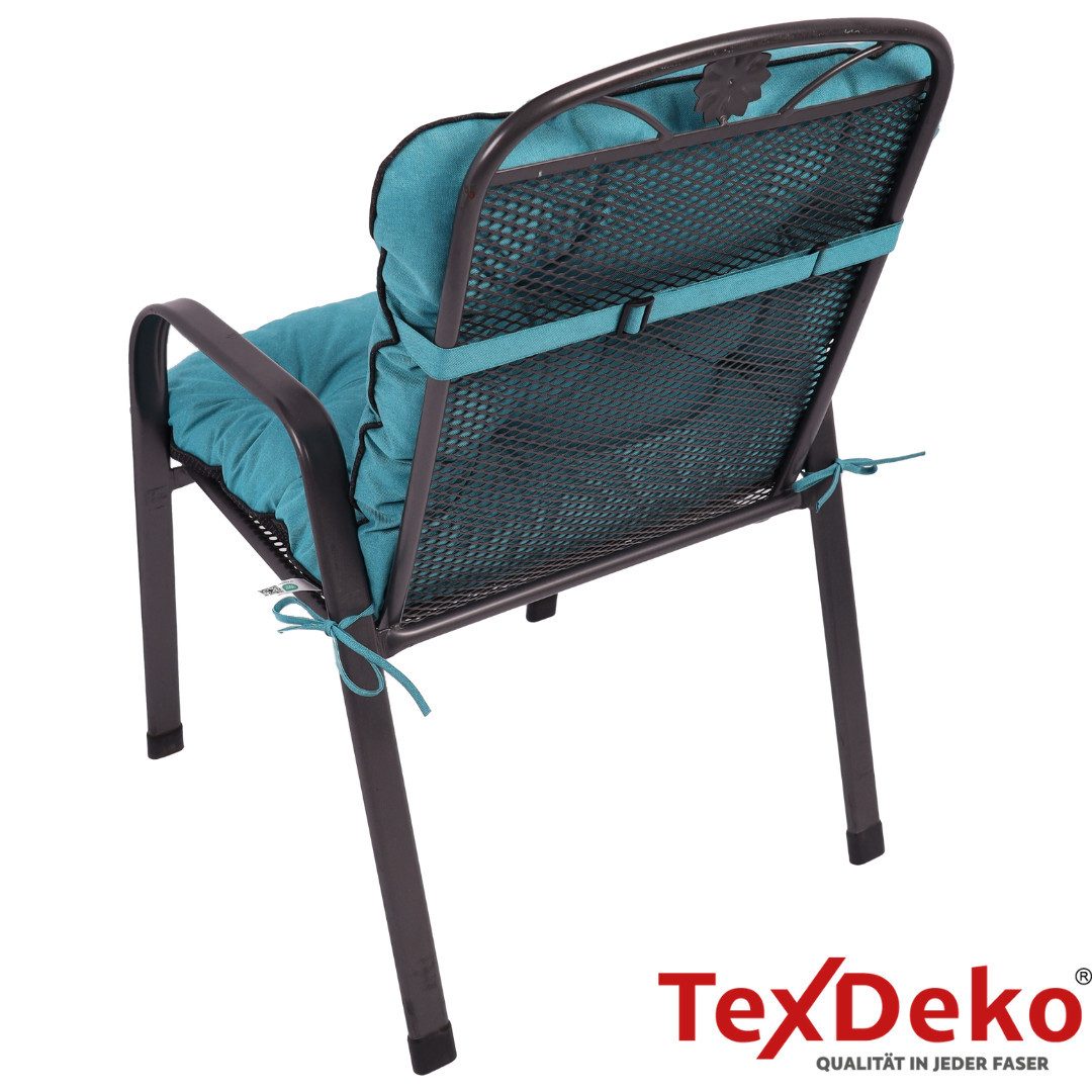 TexDeko Sitzauflage Ecolen Niedriglehner 50 x 50 x 50cm - gesteppte Gartenstuhl-Auflage, (1× Gartenstuhl-Auflage (100 × 50cm), UV-Beständig, Wasserabweisend mit Anti-Rutsch Boden