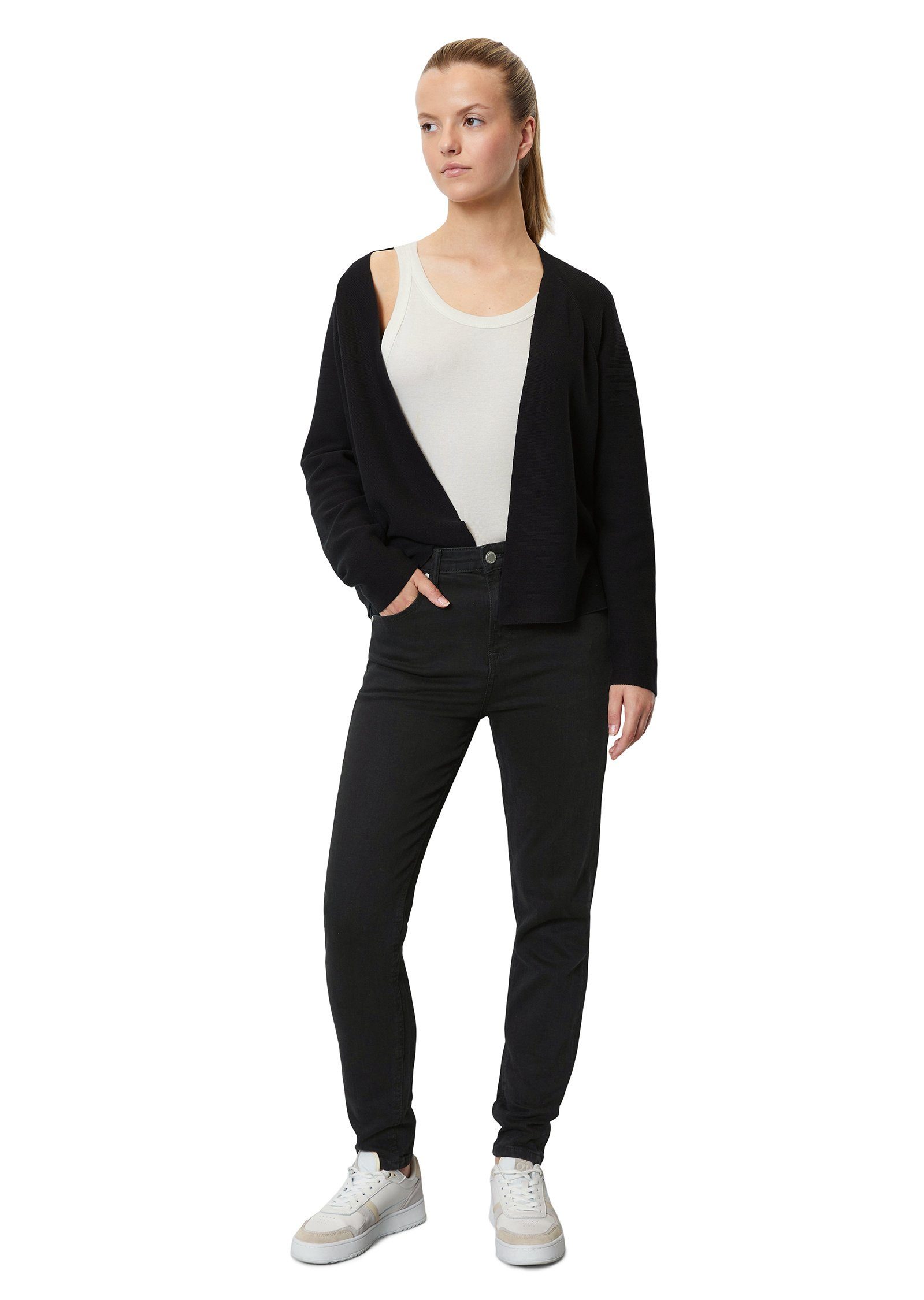 Marc Cotton-Garn DENIM O'Polo aus kompaktem Cardigan Organic schwarz