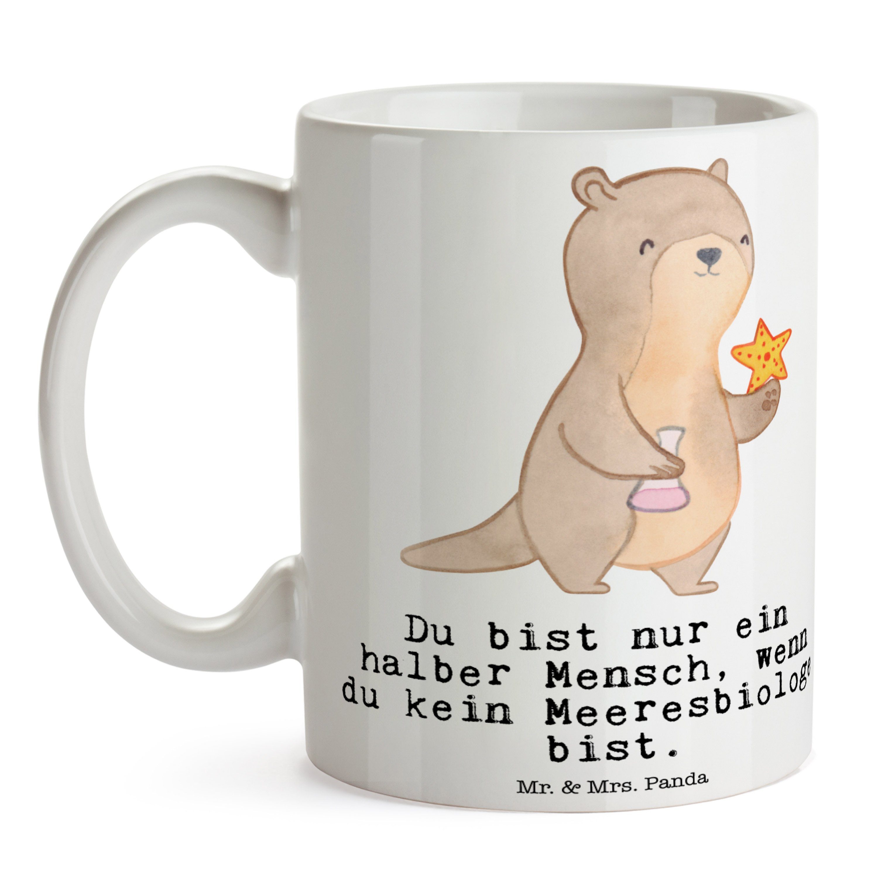 Mr. & Mrs. Keramik Panda Tasse Meeresbiologe Geschenk, Sprüche, Tasse Herz Studium, - Weiß mit - mar