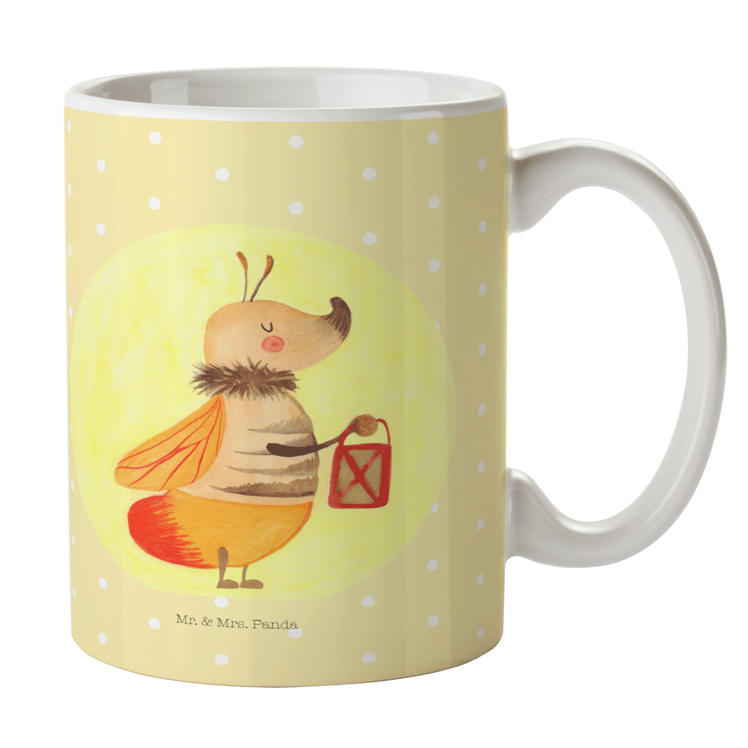 Mr. & Mrs. Panda Tasse Glühwürmchen - Gelb Pastell - Geschenk, Liebe, Geschenk Tasse, Büro T, Keramik