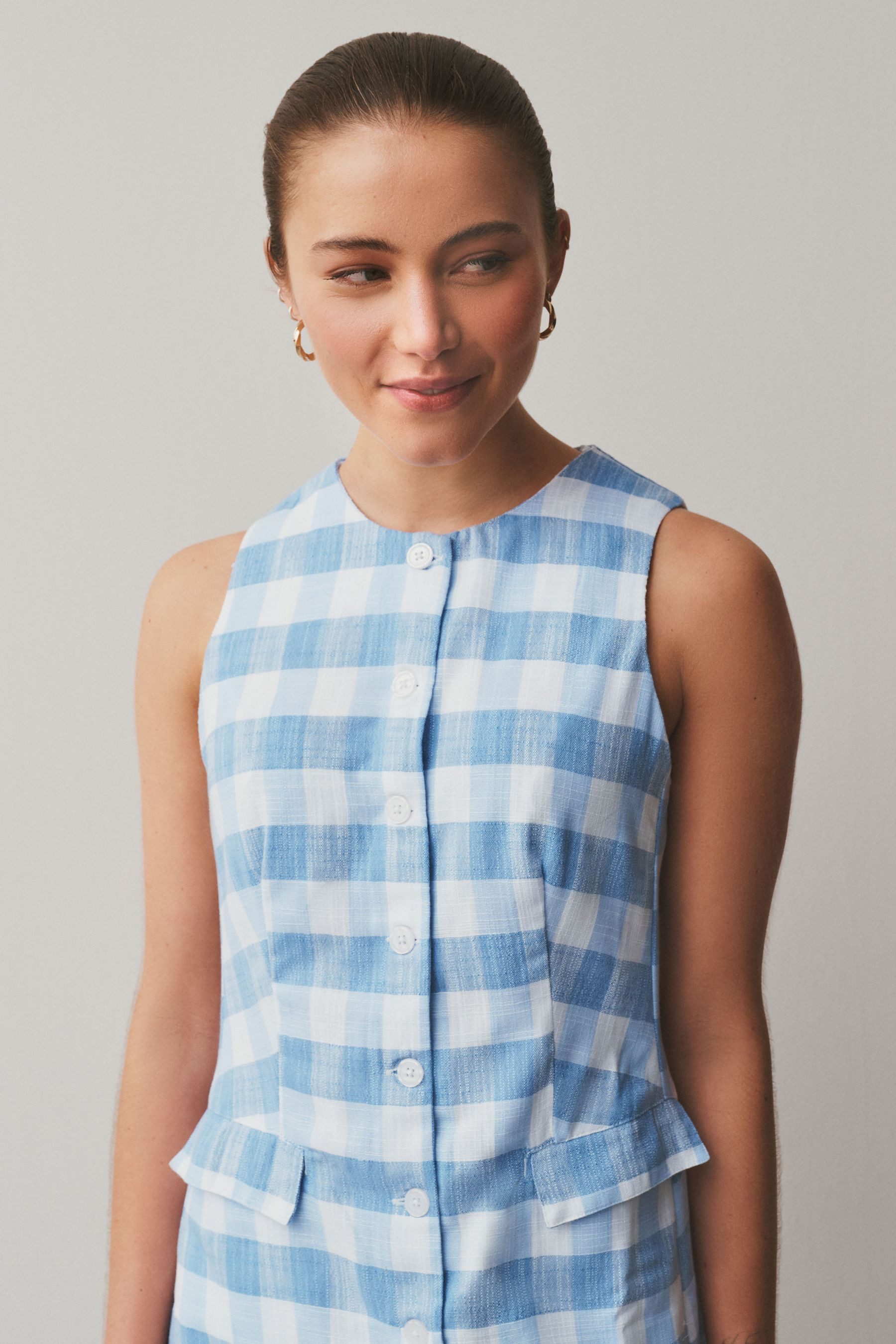 Next Minikleid Durchgeknöpftes Minikleid mit ärmelloser Weste (1-tlg) – Bild 5 von 5