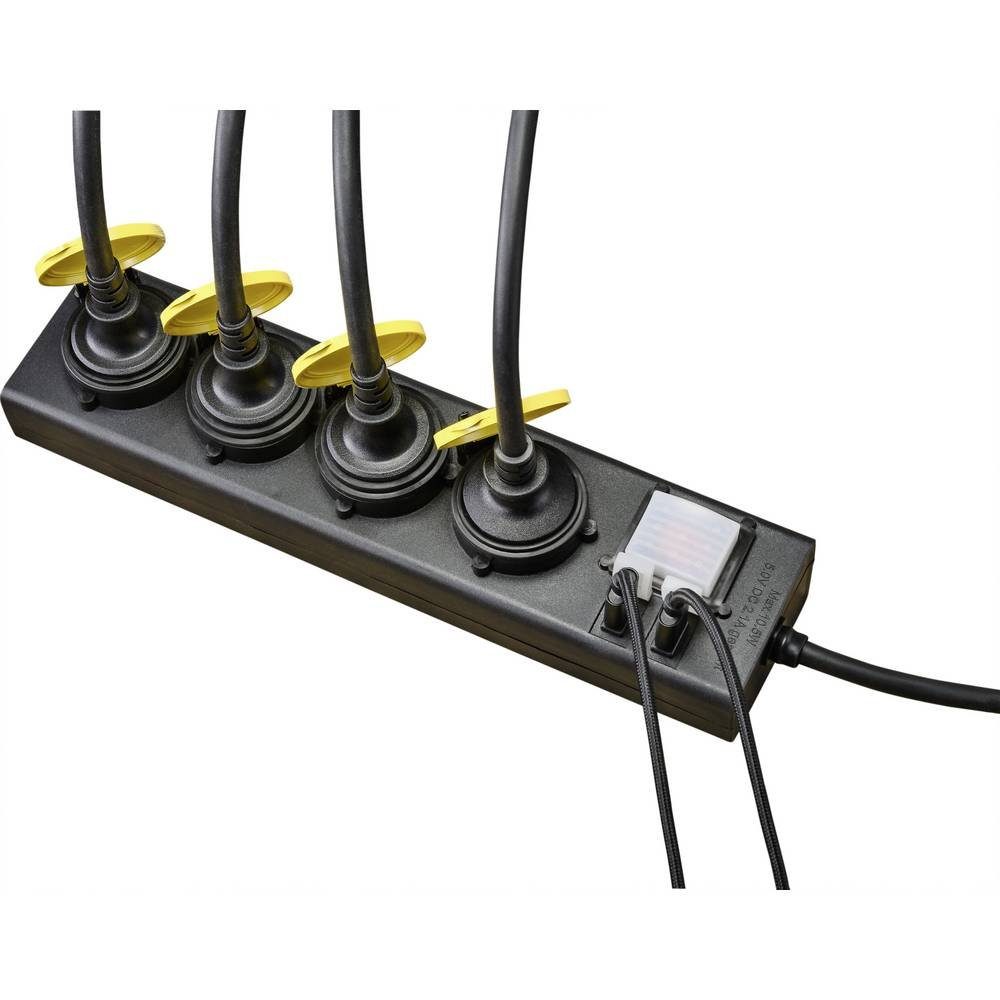 Sygonix 4-fach-Steckdosenleiste mit 2 x USB, IP44 RF-4737806 Steckdosenleiste, mit Schalter, mit USB-Ladeausgang – Bild 5 von 5
