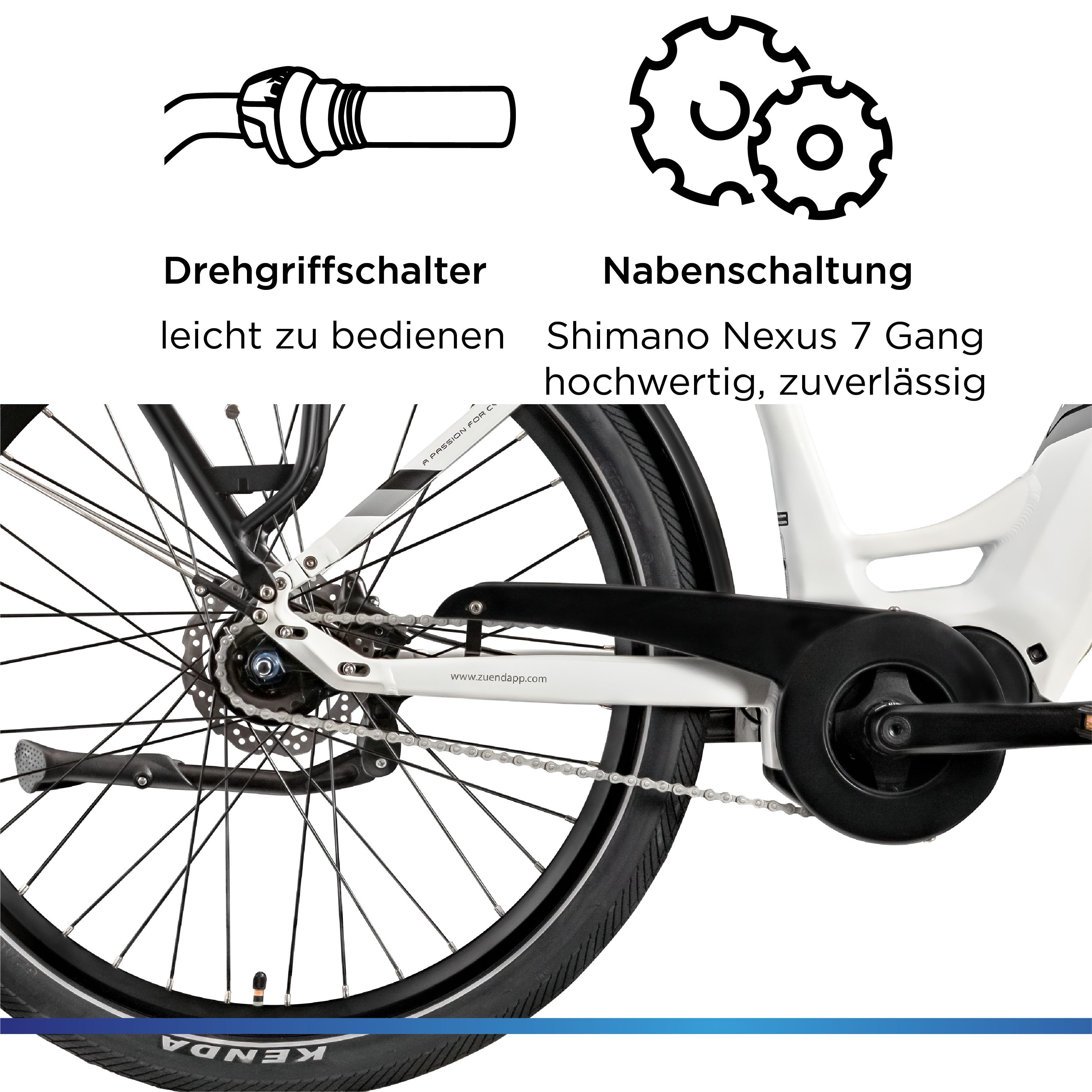 Zündapp E-Bike Cityrad X885, 7 Gang, Nabenschaltung, Mittelmotor, 550 Wh