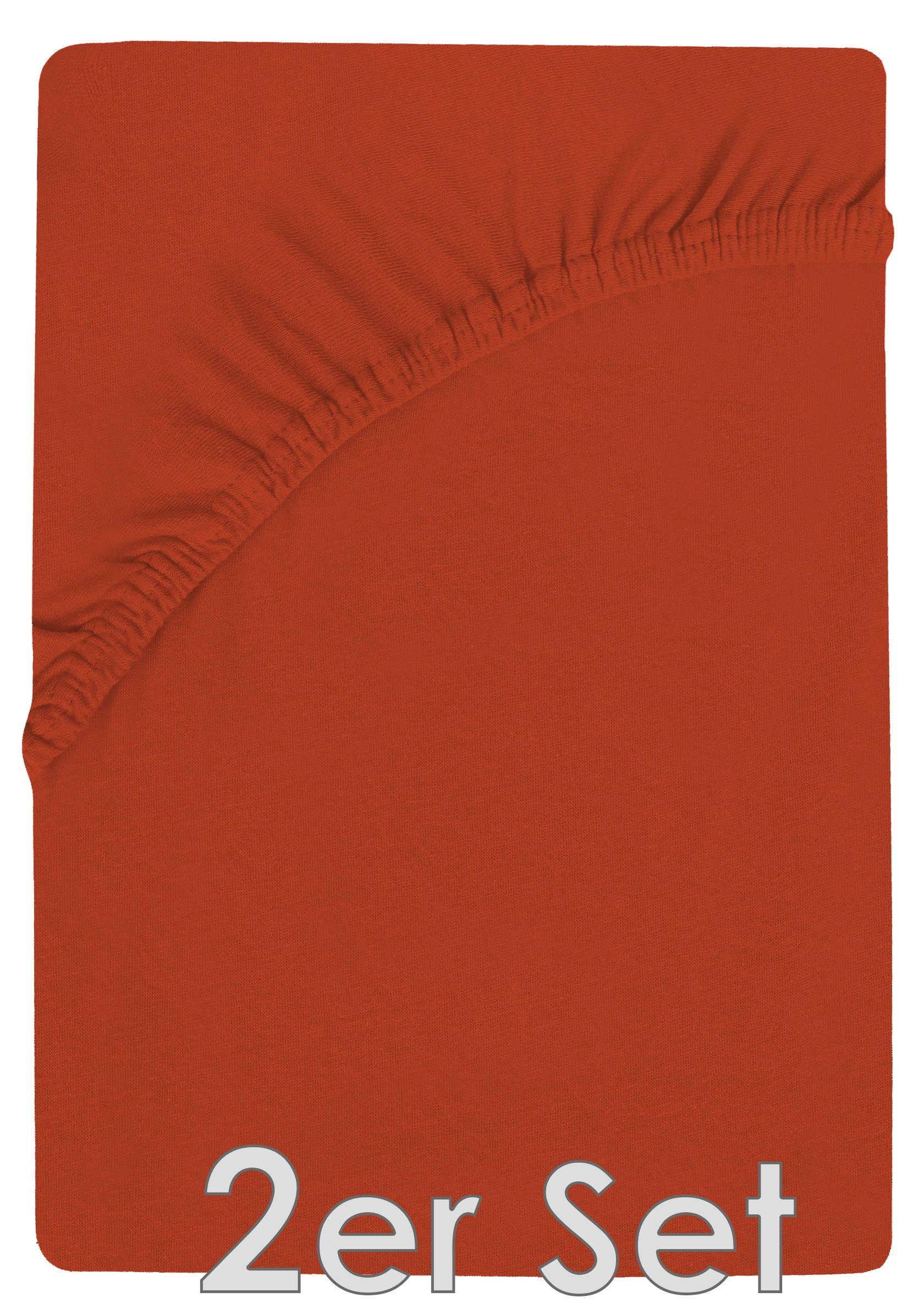 NatureMark Spannbettlaken Jersey Spannbetttuch, 100% Baumwolle, Gummizug: rundum, (2 Stück), Kinder Spannbetttuch, für Baby-/Kinderbett, 70x140 cm, Rost rot